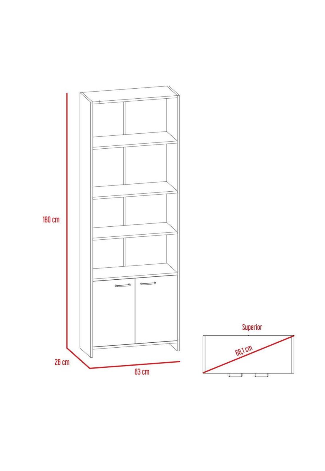 BIBLIOTECA LISA 1,80 CON PUERTAS - WENGUE-2