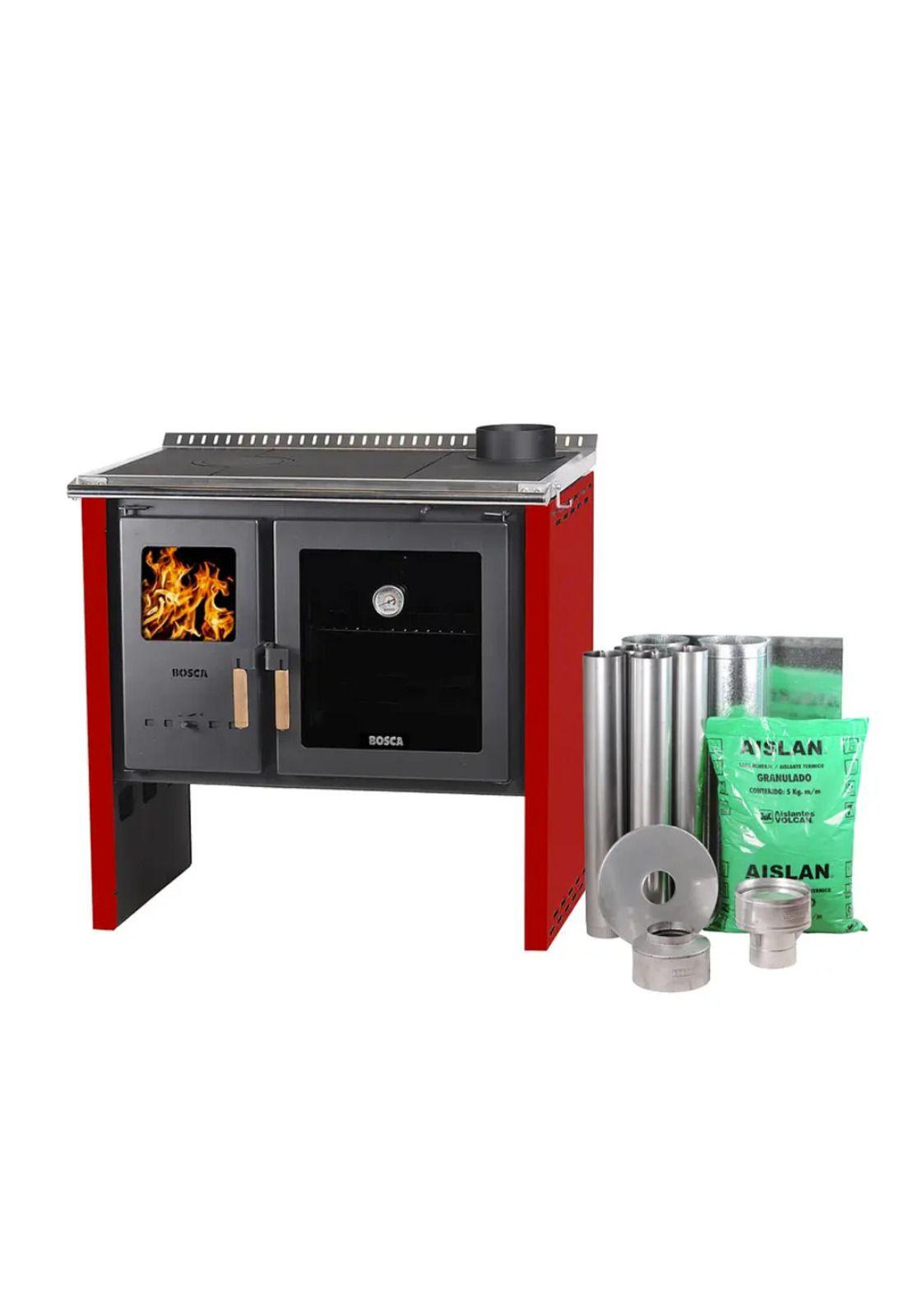 Pack Cocina a Leña Bosca Hestia 90 Rojo + Kit Base Bosca-0