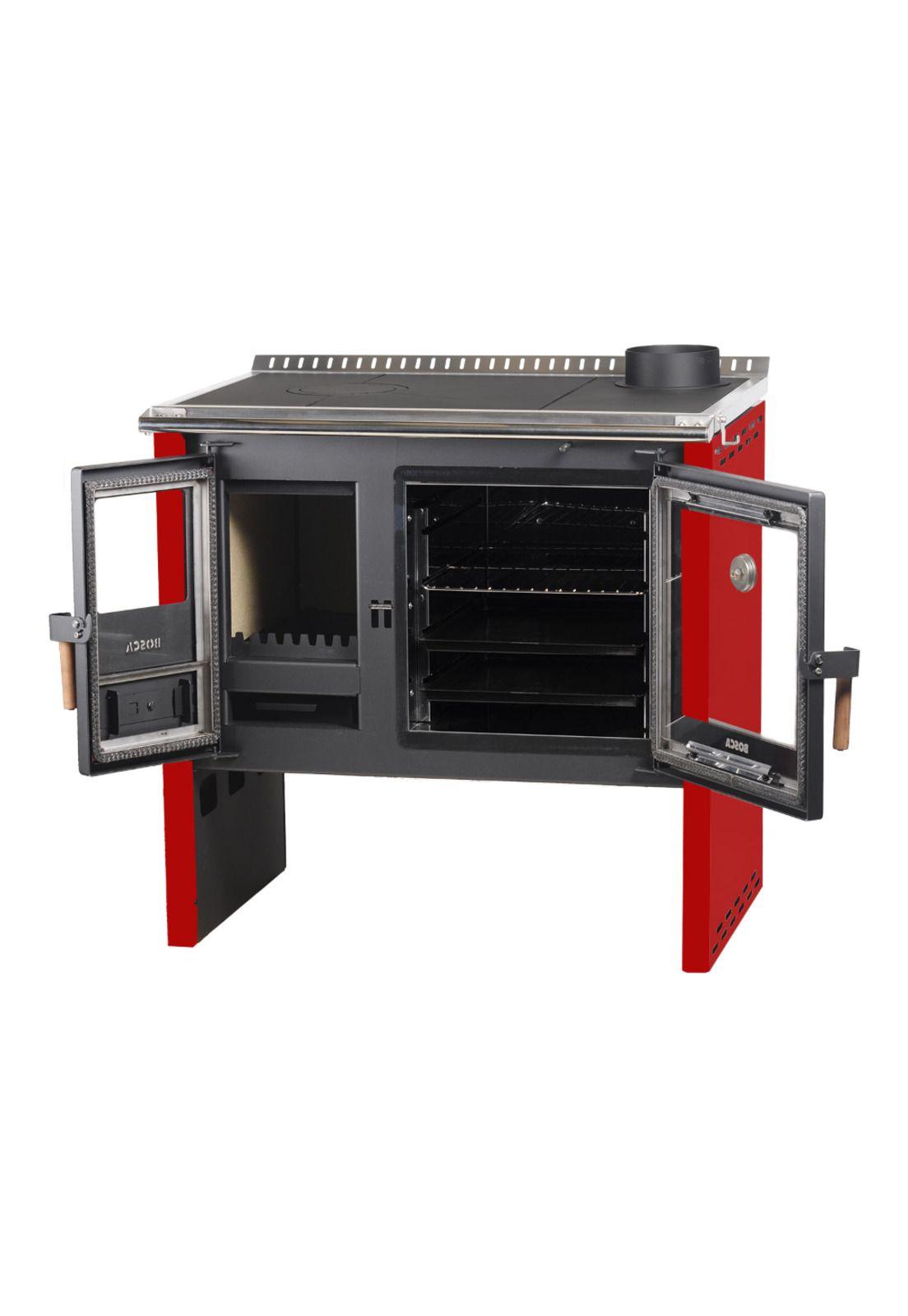Pack Cocina a Leña Bosca Hestia 90 Rojo + Kit Base Bosca-3
