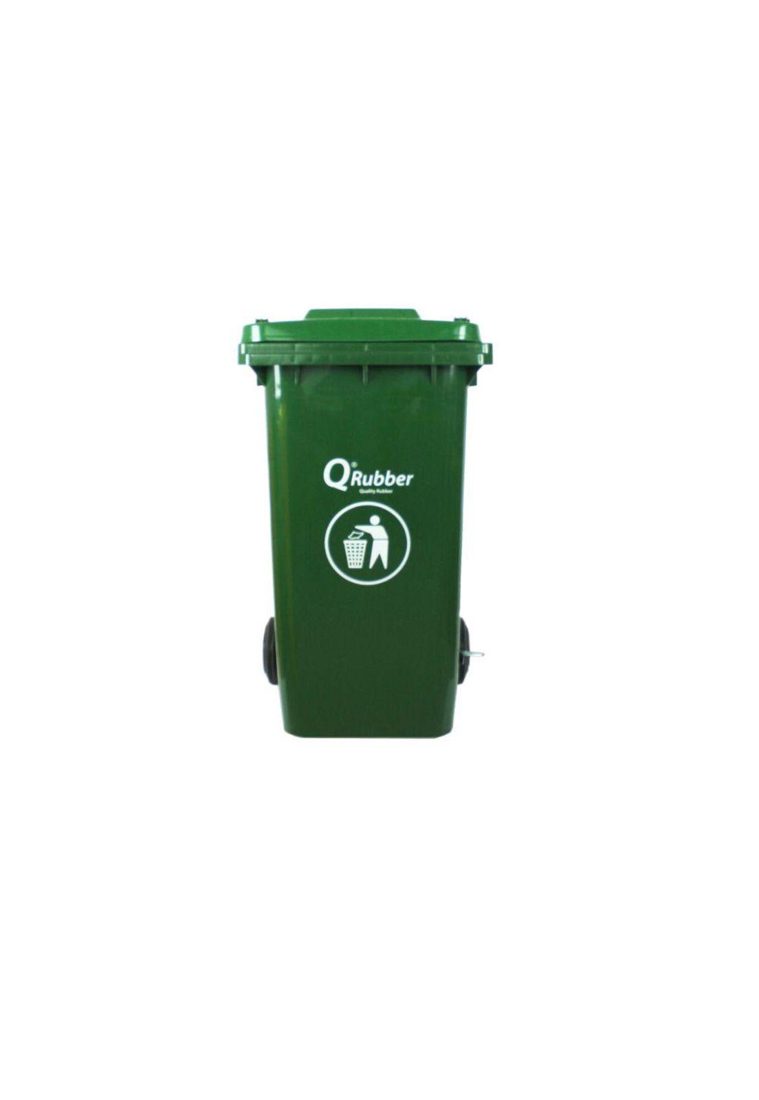 CONTENEDOR BASURA 240 LTS. CON PEDAL VERDE QRUBBER-0