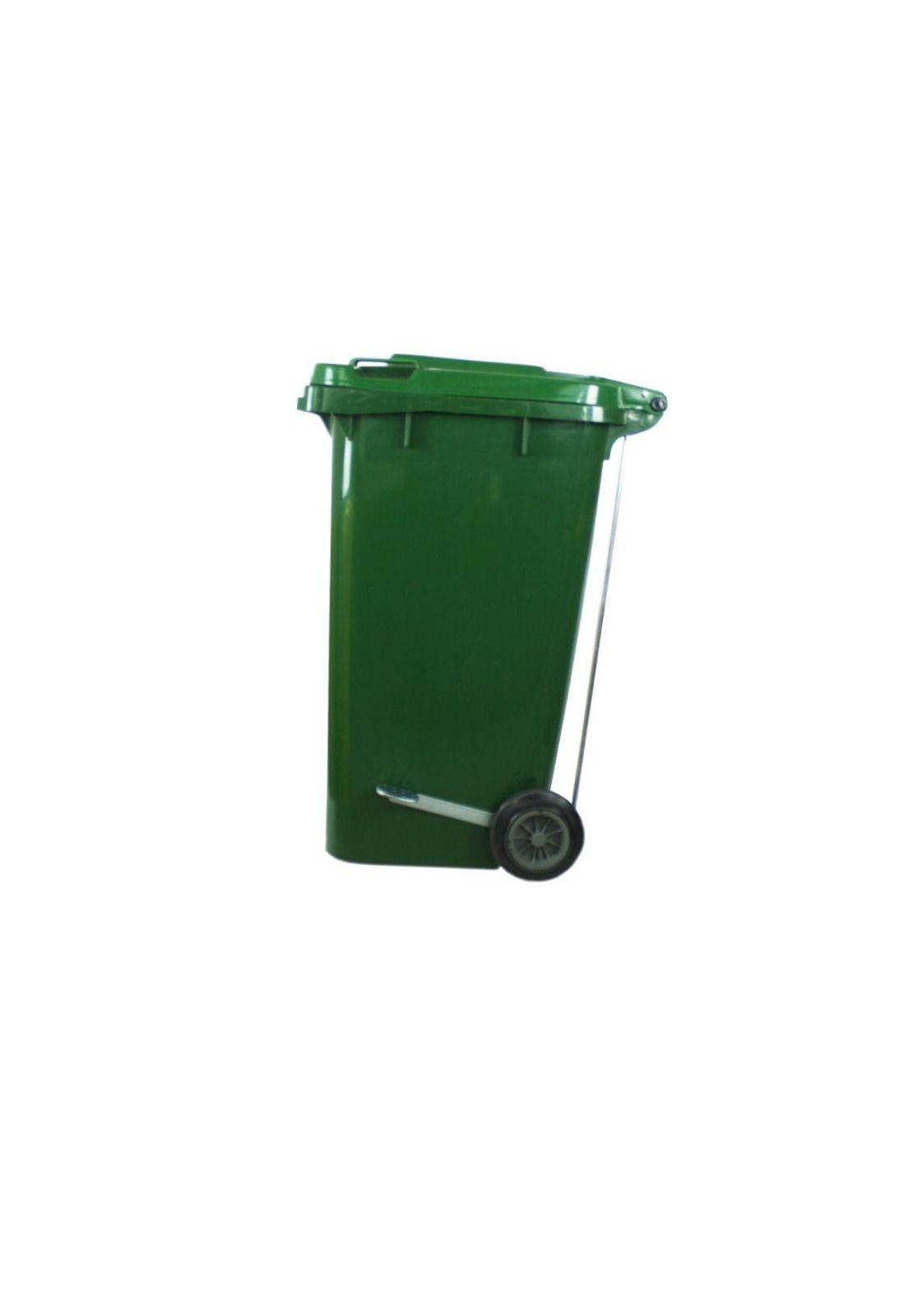 CONTENEDOR BASURA 240 LTS. CON PEDAL VERDE QRUBBER-1