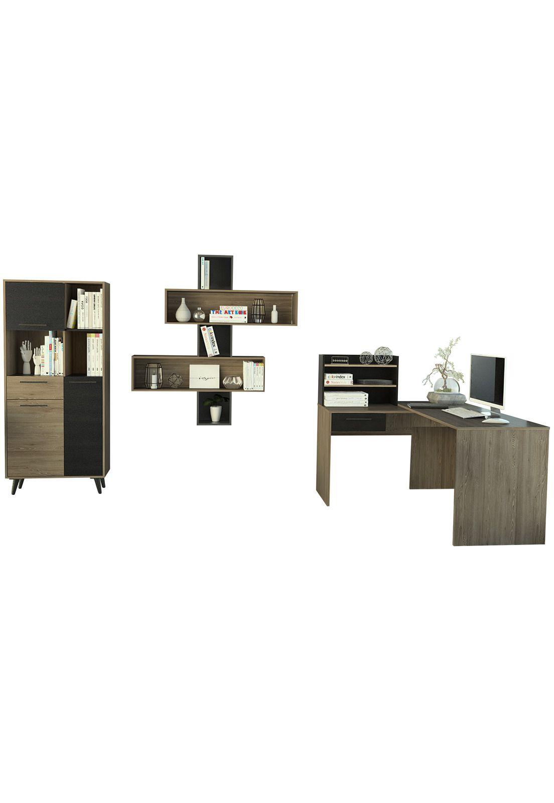 ESCRITORIO 2L + BIBLIOTECA + WALL 2B BIBAO - MIEL / WENGUE-1