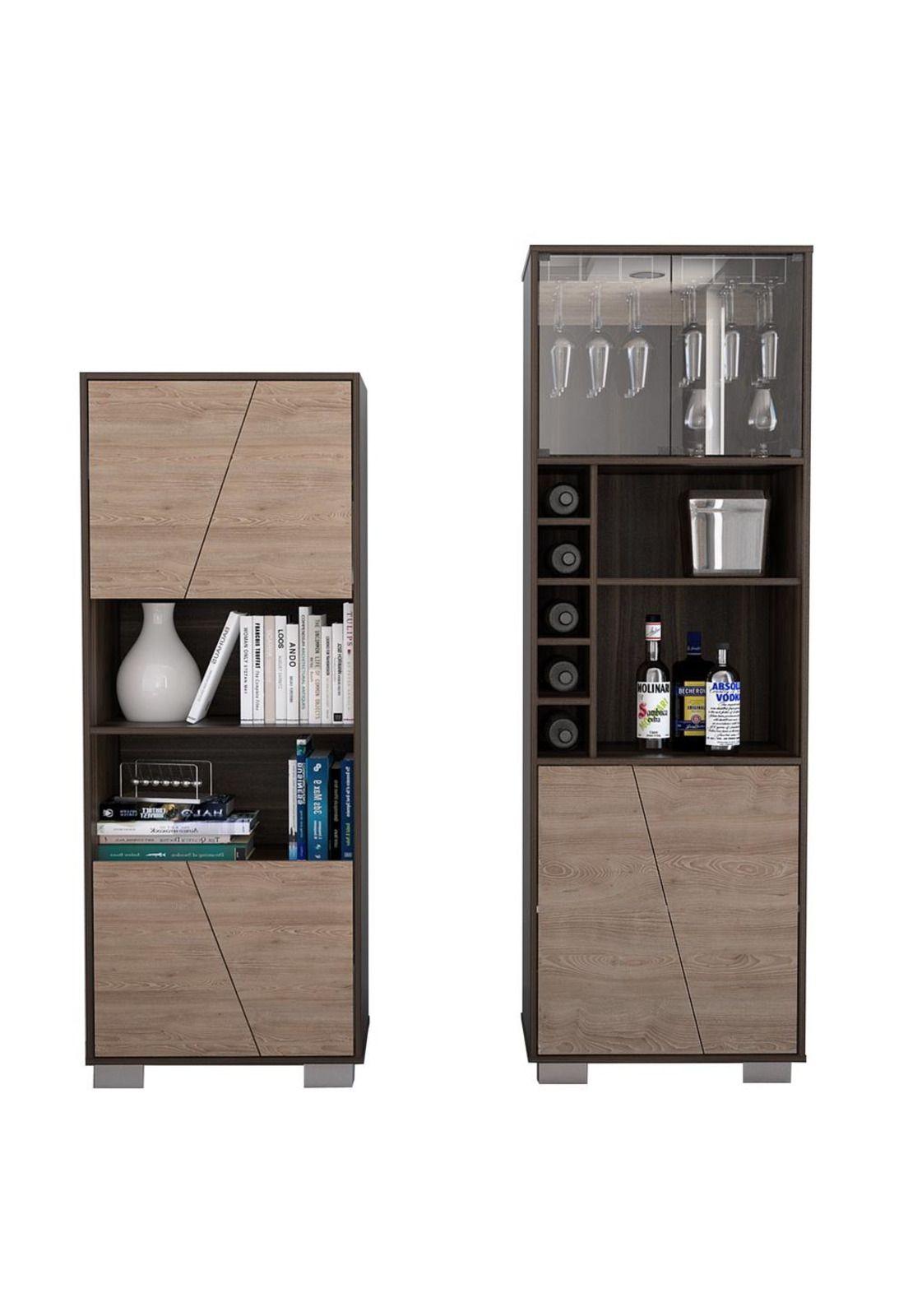 BIBLIOTECA + BAR ALTO FRAKTAL - HABANO / MIEL-1