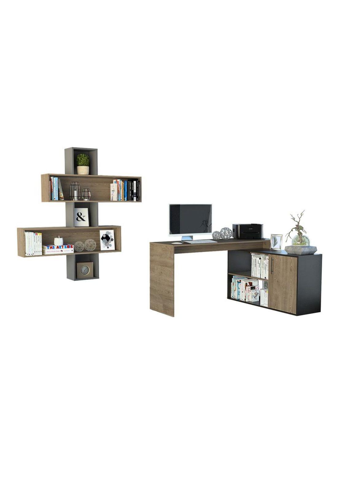 ESCRITORIO 1L + WALL 2B BIBAO - MIEL / WENGUE-1