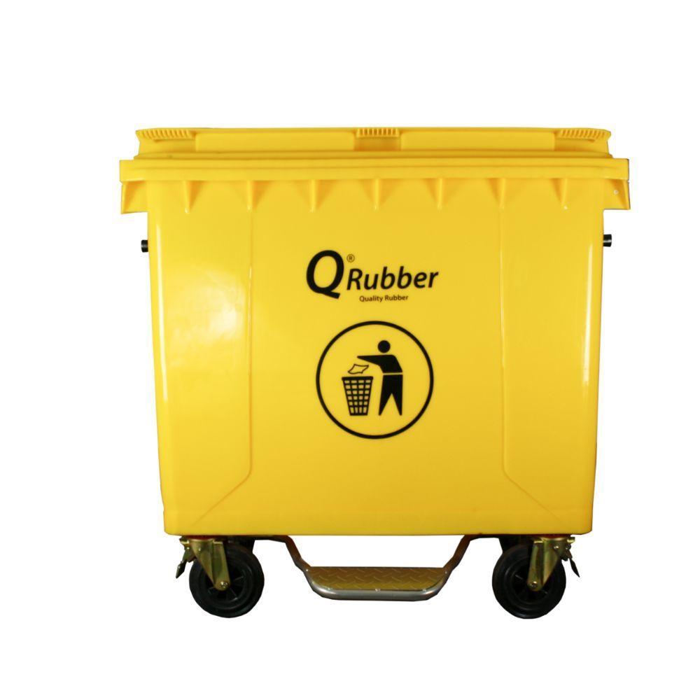 CONTENEDOR BASURA 660 LTS. CON PEDAL AMARILLO QRUBBER-0