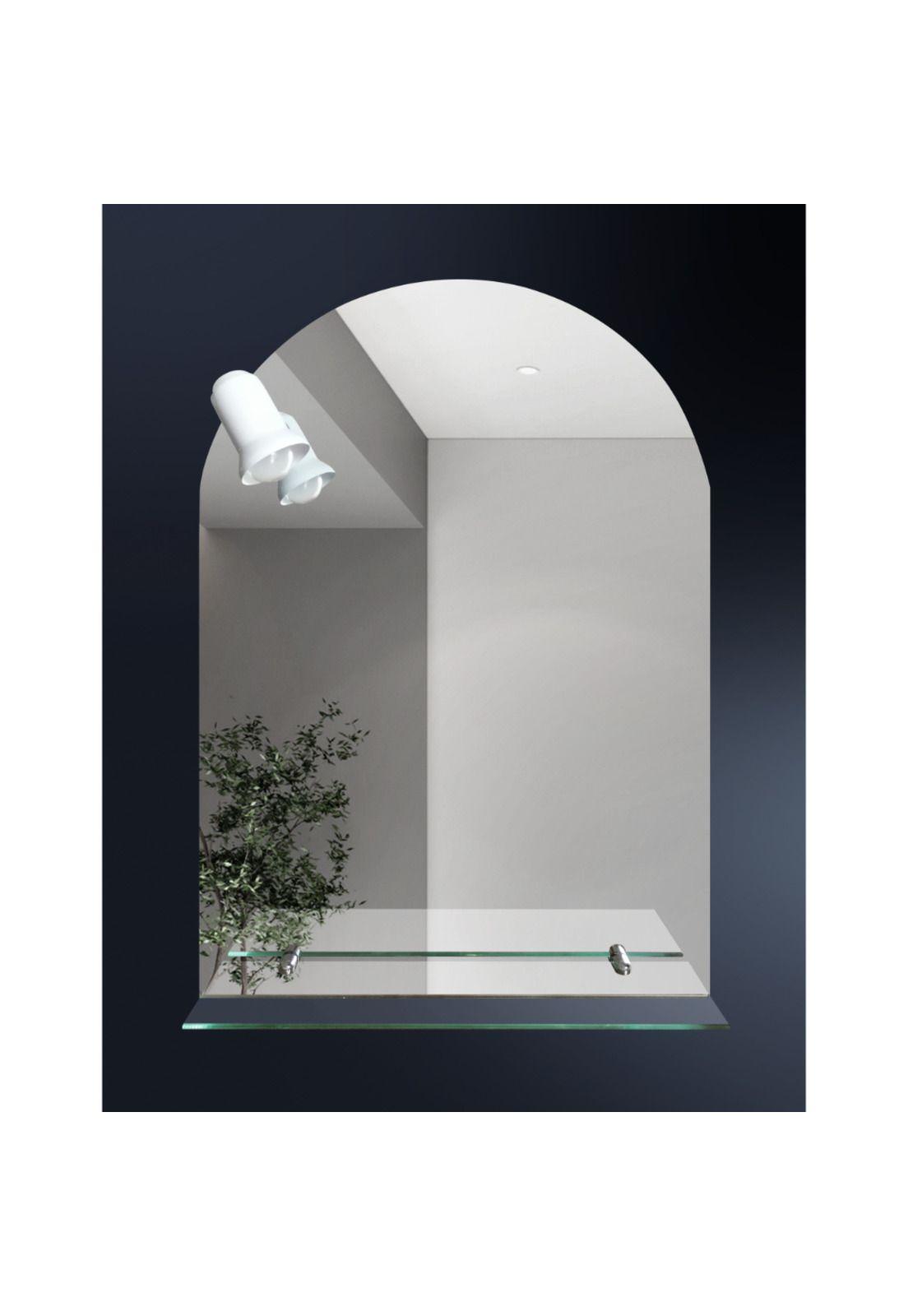 Espejo con repisa 50 x 70 medio punto con bandeja inferior y luz Taumm-0