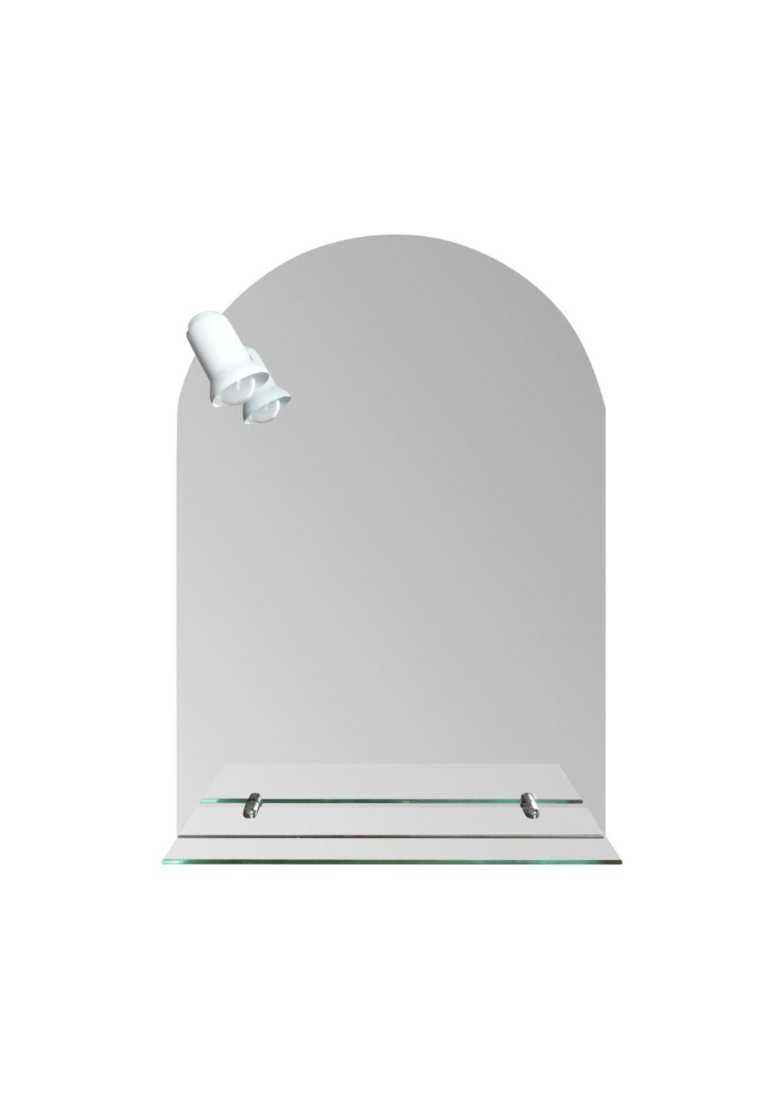 Espejo con repisa 50 x 70 medio punto con bandeja inferior y luz Taumm-1