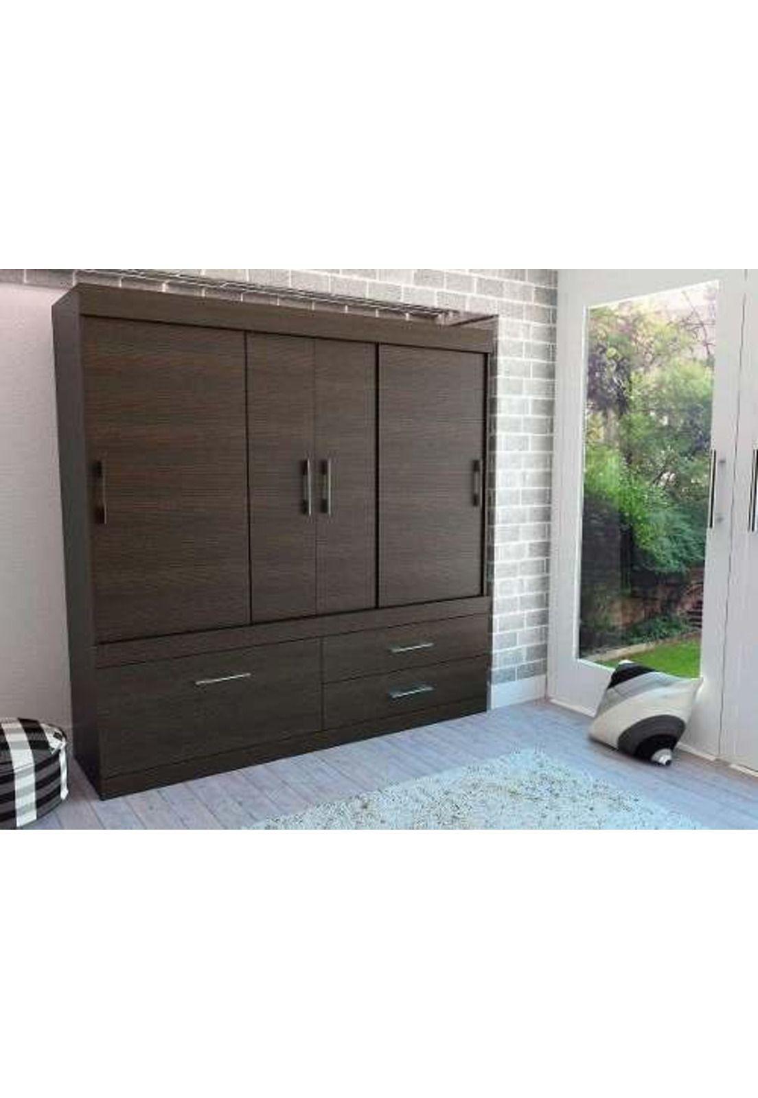 Closet 4 Puertas/3 Cajones 180x180cm Wengue.-3