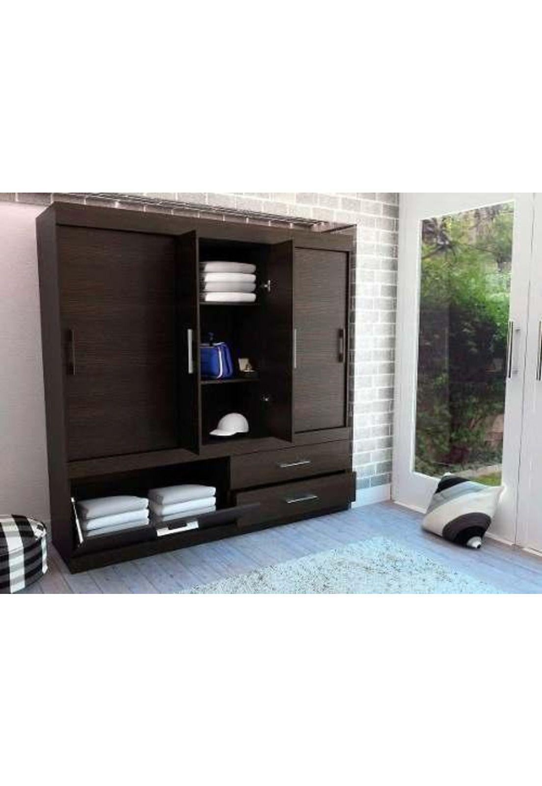 Closet 4 Puertas/3 Cajones 180x180cm Wengue.-4