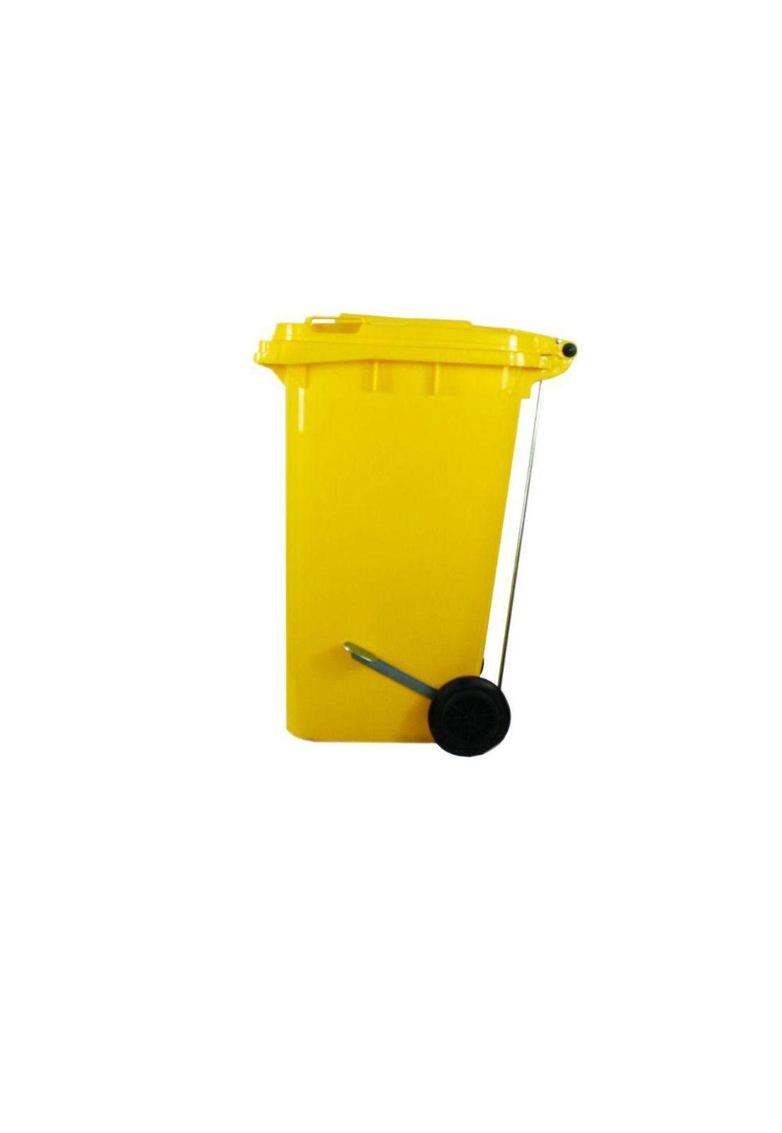 CONTENEDOR BASURA 240 LTS. CON PEDAL AMARILLO QRUBBER-1