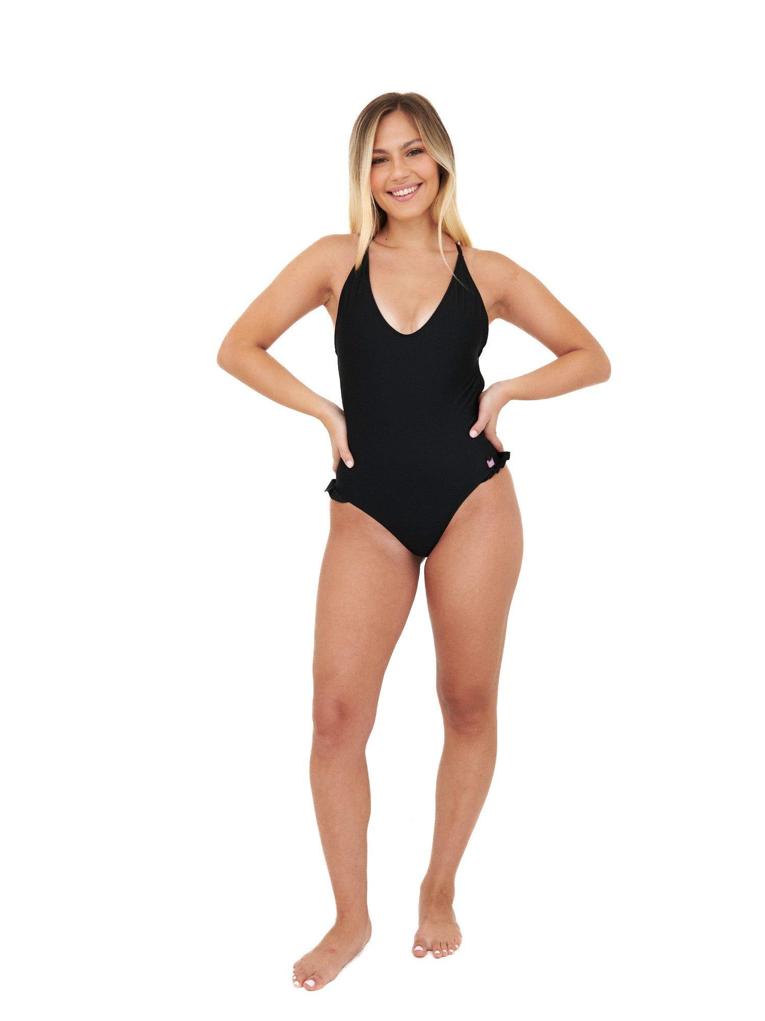Daikiri Traje de Baño Mujer Negro Liso Control Adbomen Culote Protección UV 50+-7