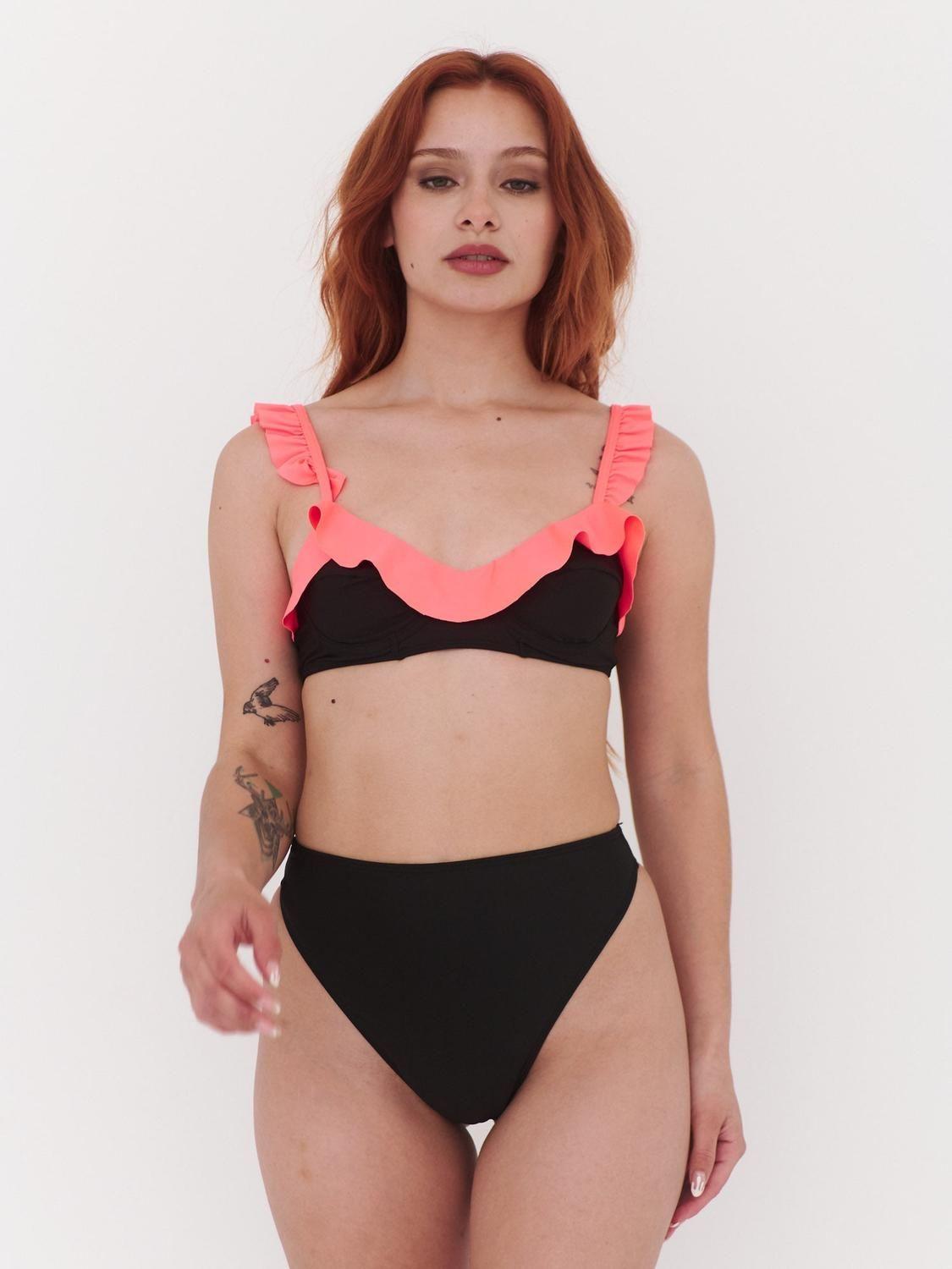 Bikini Daikiri Mujer Horma Vuelos Calzón Pierna Alta Negro Filtro UV50+-1