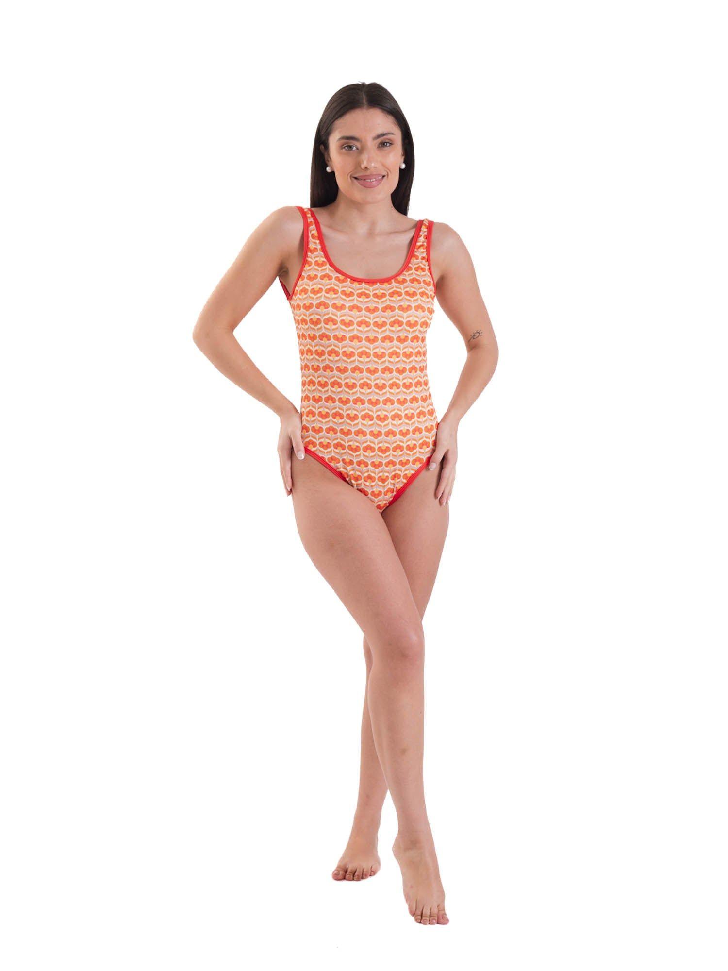 Daikiri Traje de Baño Mujer Crema Estampado Deportivo Control Abdomen Protección UV 50+-6