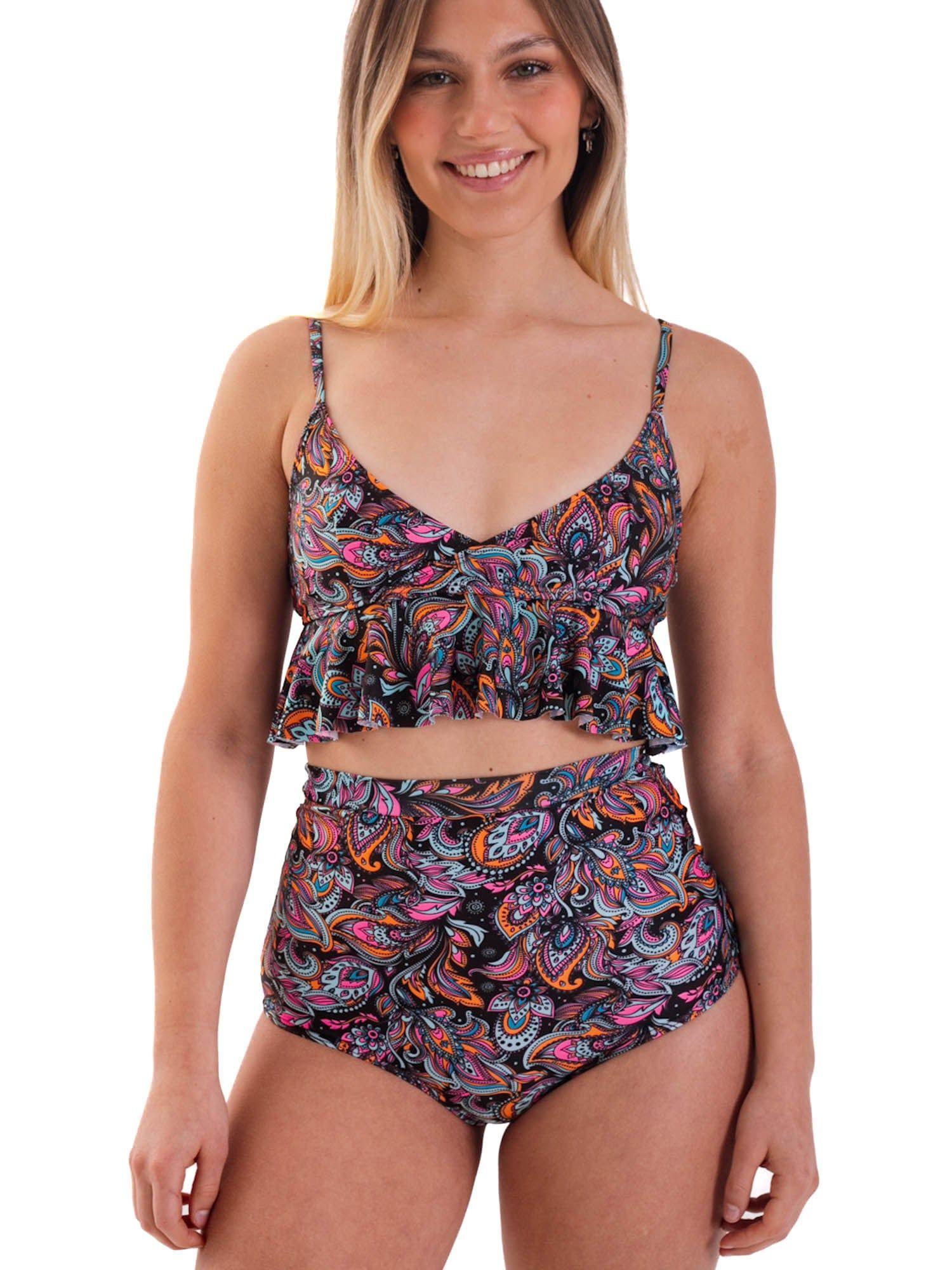 Daikiri Bikini Mujer Negro Estampado Triángulo Extra Confort Protección UV 50+-0