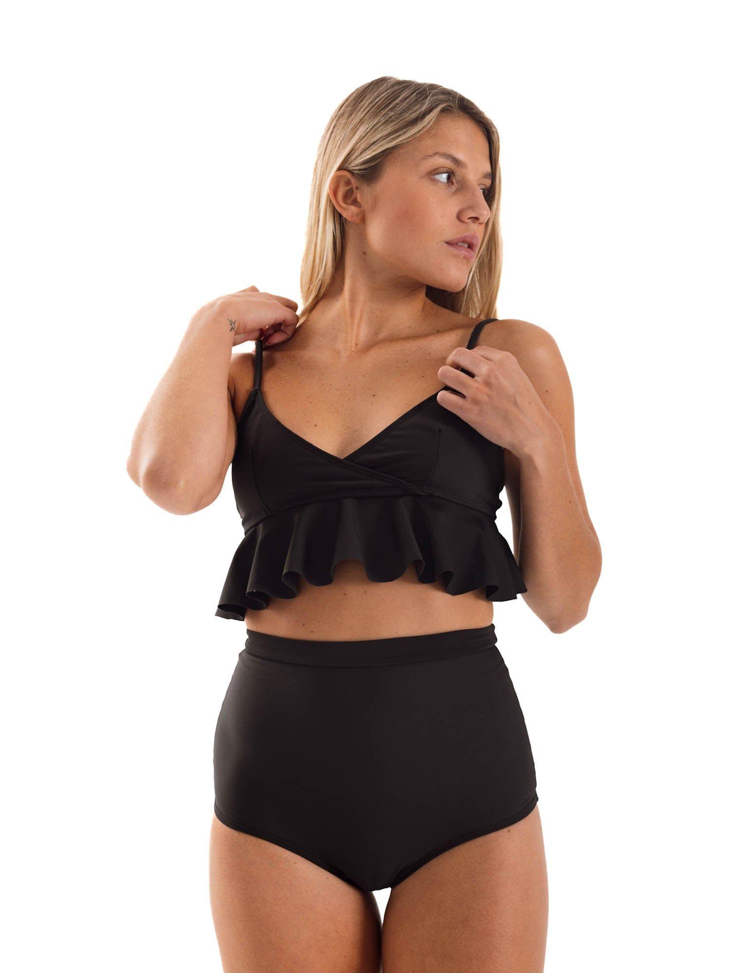 Daikiri Bottom de Bikini Mujer Negro Liso Culote Extra Confort Protección UV 50+-5