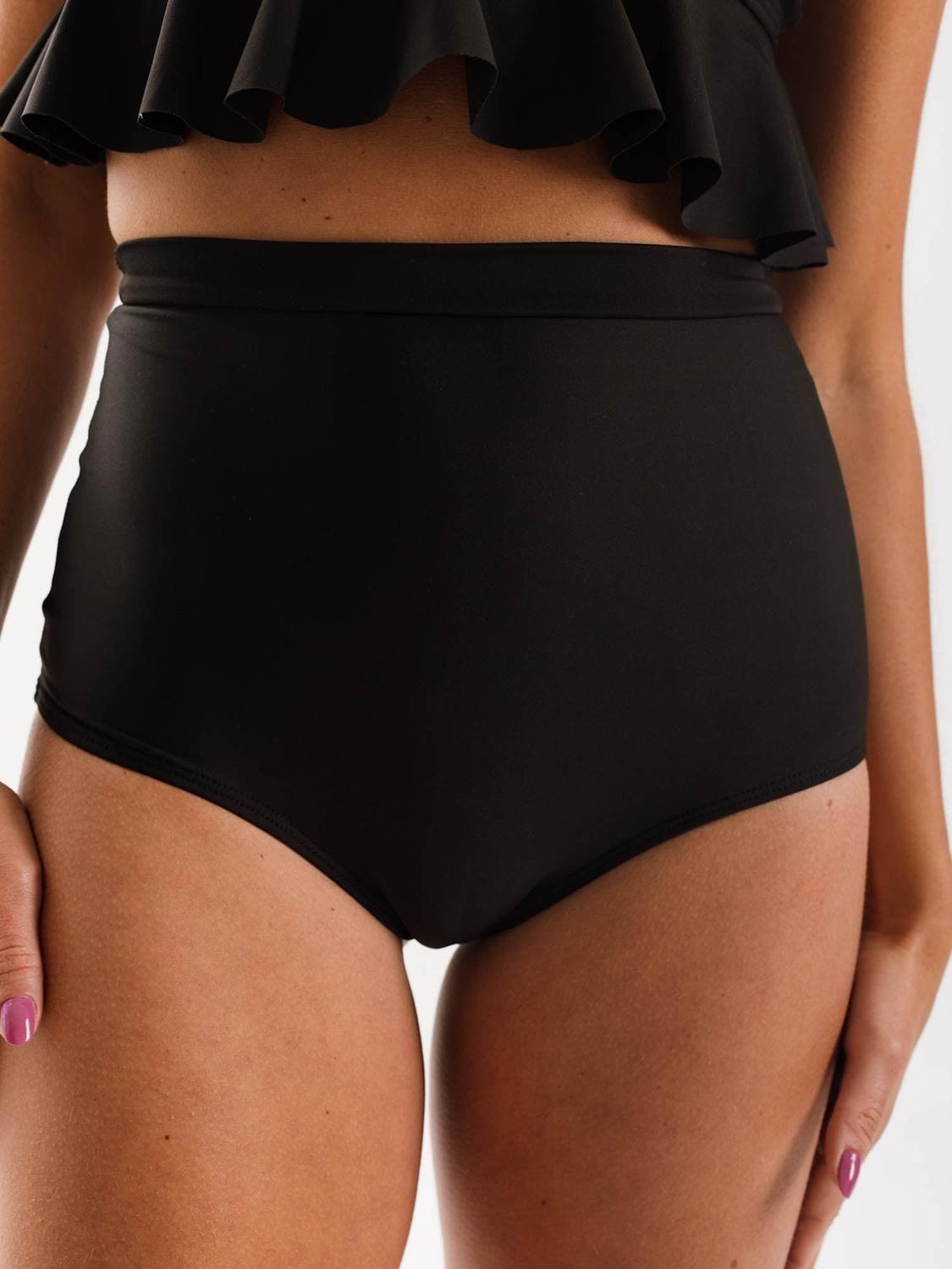 Bottom de Bikini Daikiri Mujer Short Tiro Alto Negro Filtro UV50+-0