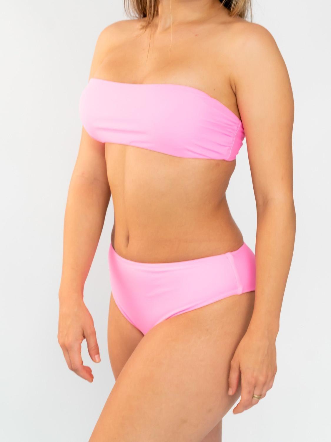 Bikini Strapless Pretina Ancha Chicle-2