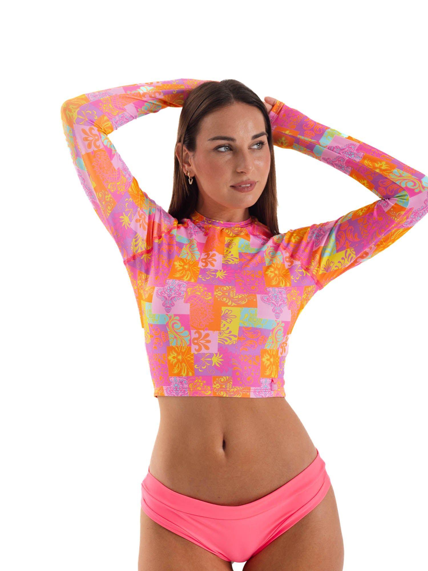 Daikiri Bikini Surf Mujer Rosa Estampado Manga Larga Ajustable Protección UV 50+-3