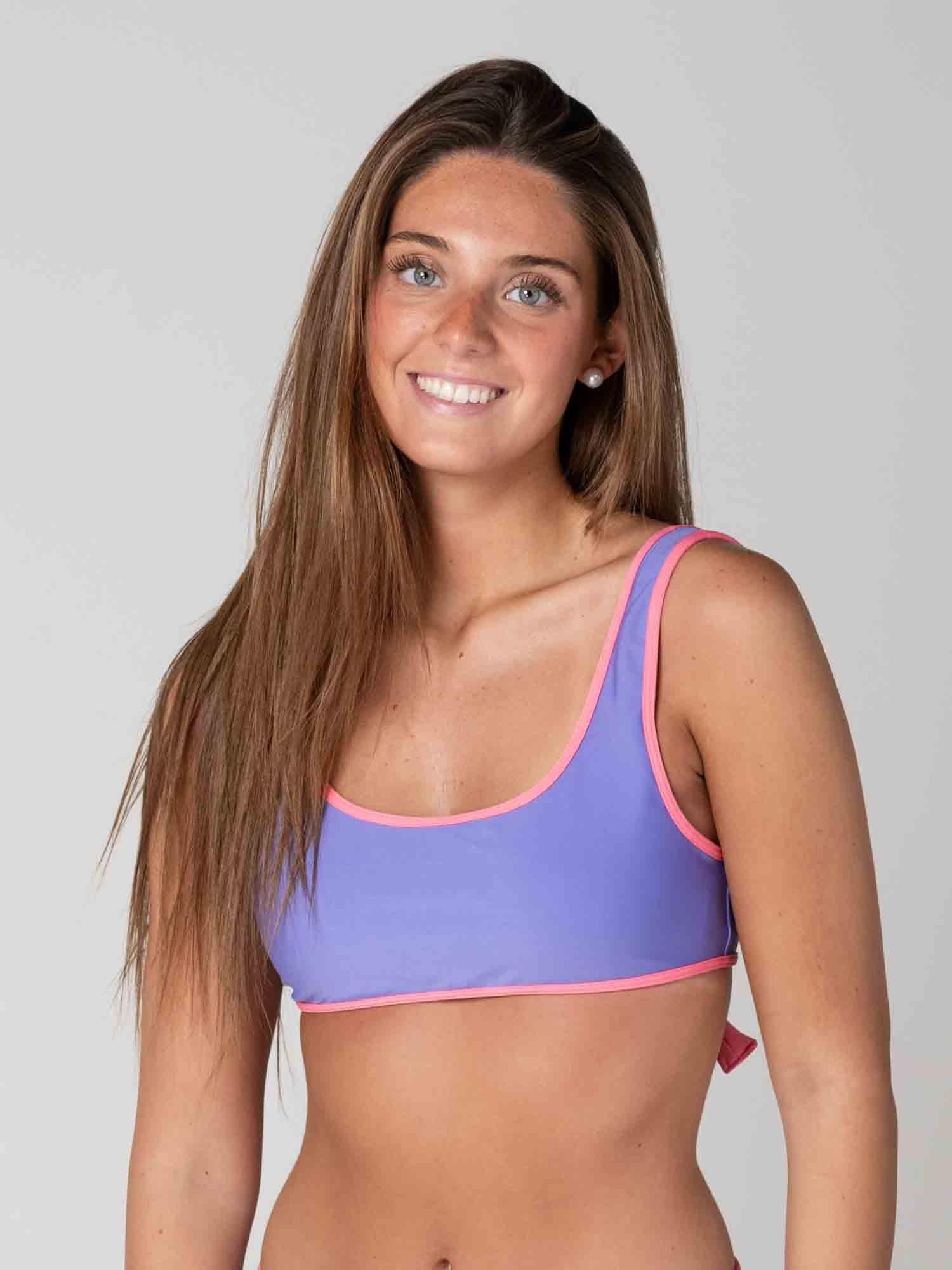 Top de Bikini Daikiri Mujer Deportivo Ajustable Violeta Azulado Protección UV50+-4