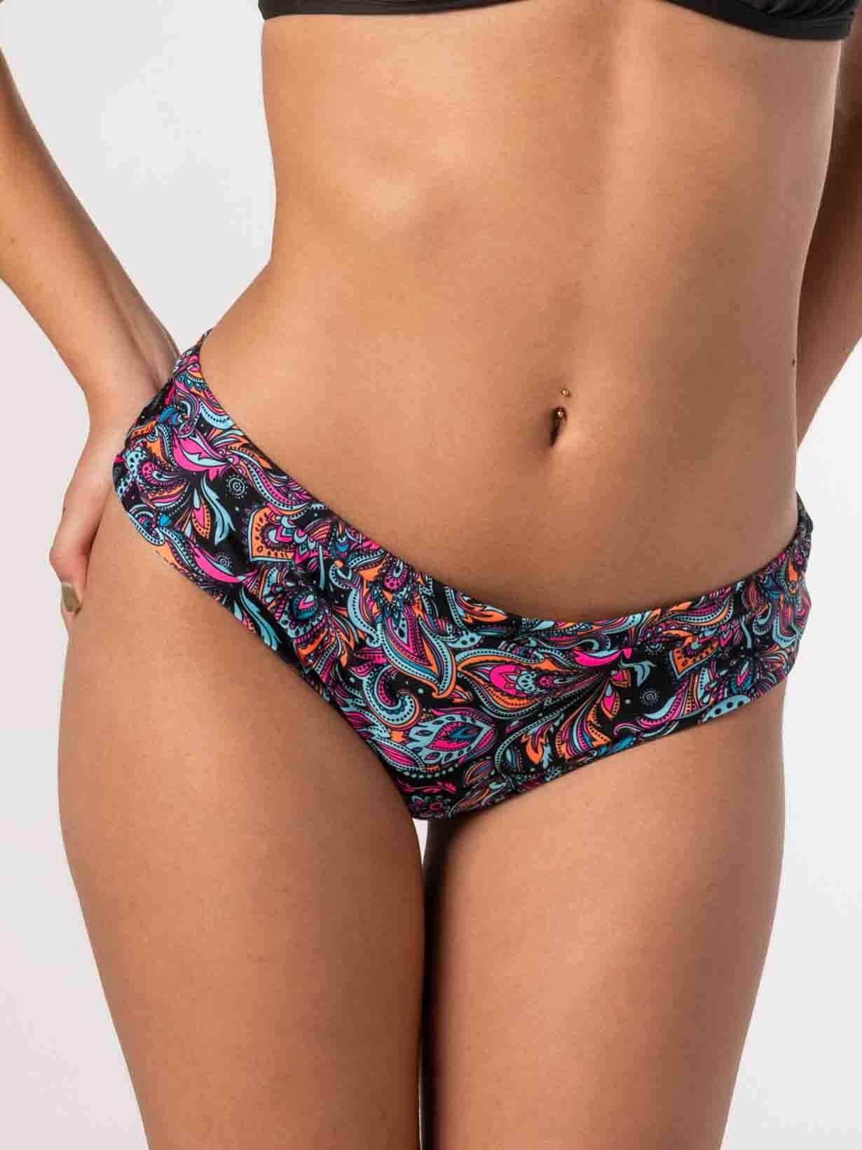 Bottom de Bikini Daikiri Mujer Calzón Pretina Ancha Sin Elasticos Bulgaro Negro Flúor Protección-2