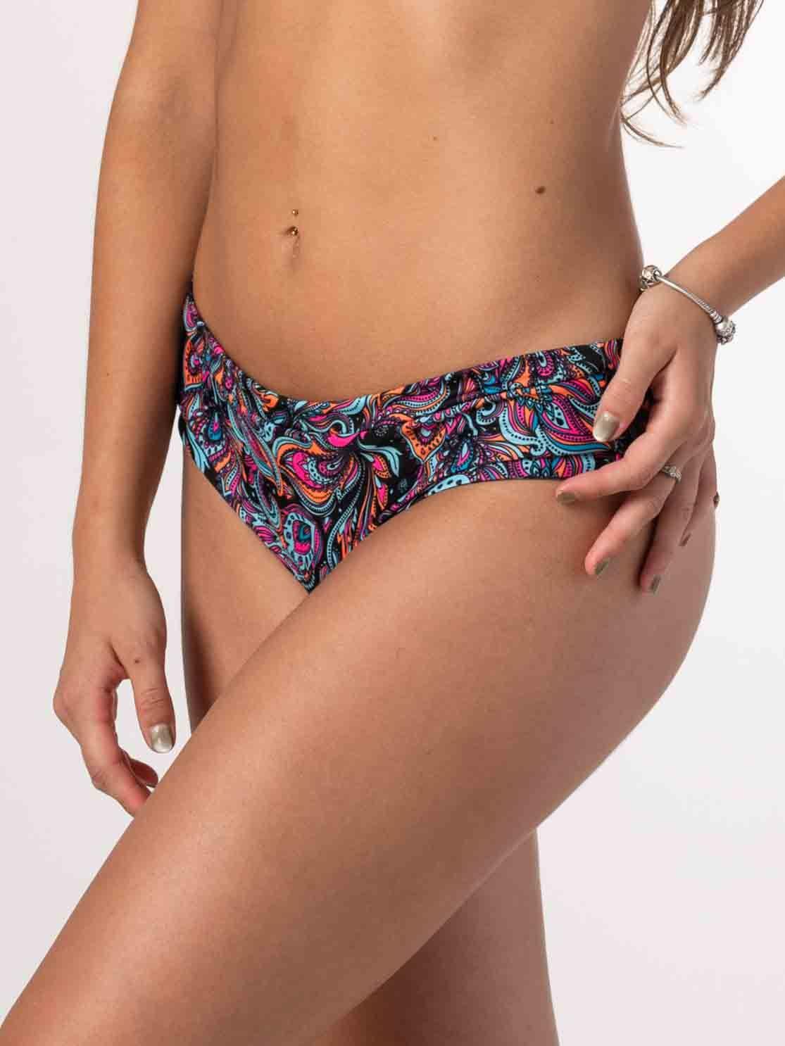 Bottom de Bikini Daikiri Mujer Calzón Pretina Ancha Sin Elasticos Bulgaro Negro Flúor Protección-3
