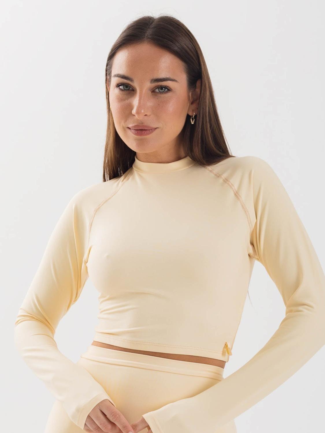 Polera Surf Daikiri Mujer Manga Larga Crema Filtro UV50+-0
