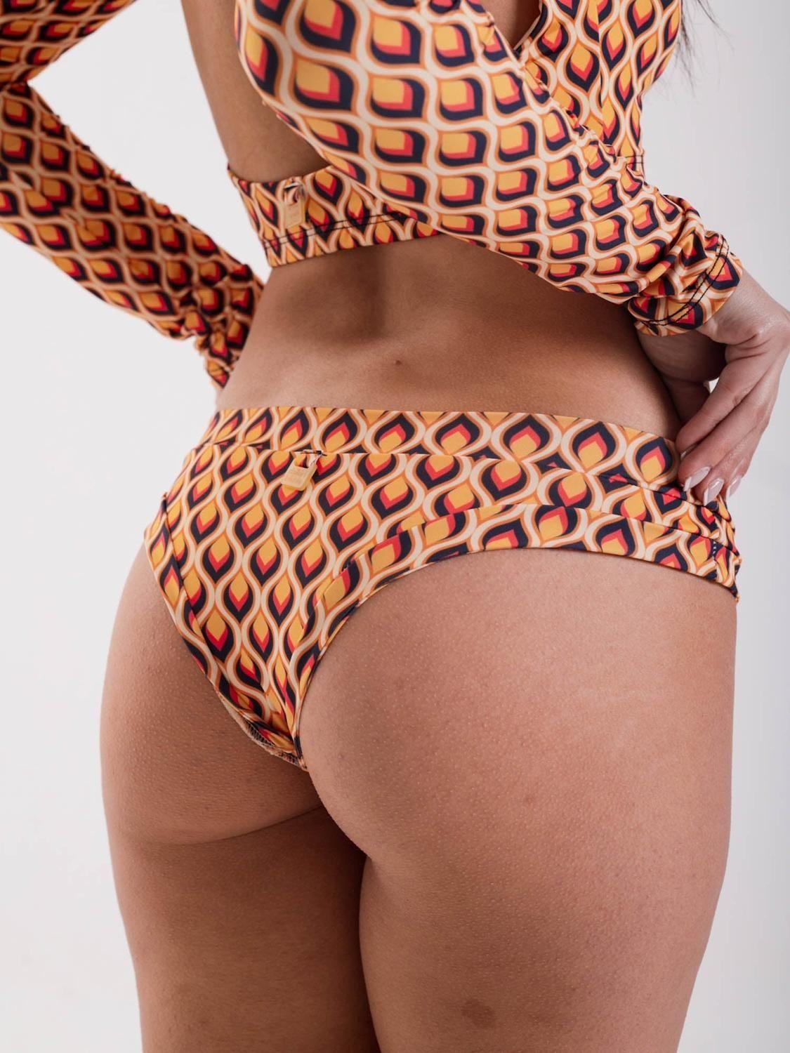 Bottom de Bikini Daikiri Mujer Calzón Sin Costuras Geométrico Naranjo Azul Filtro UV50+-3