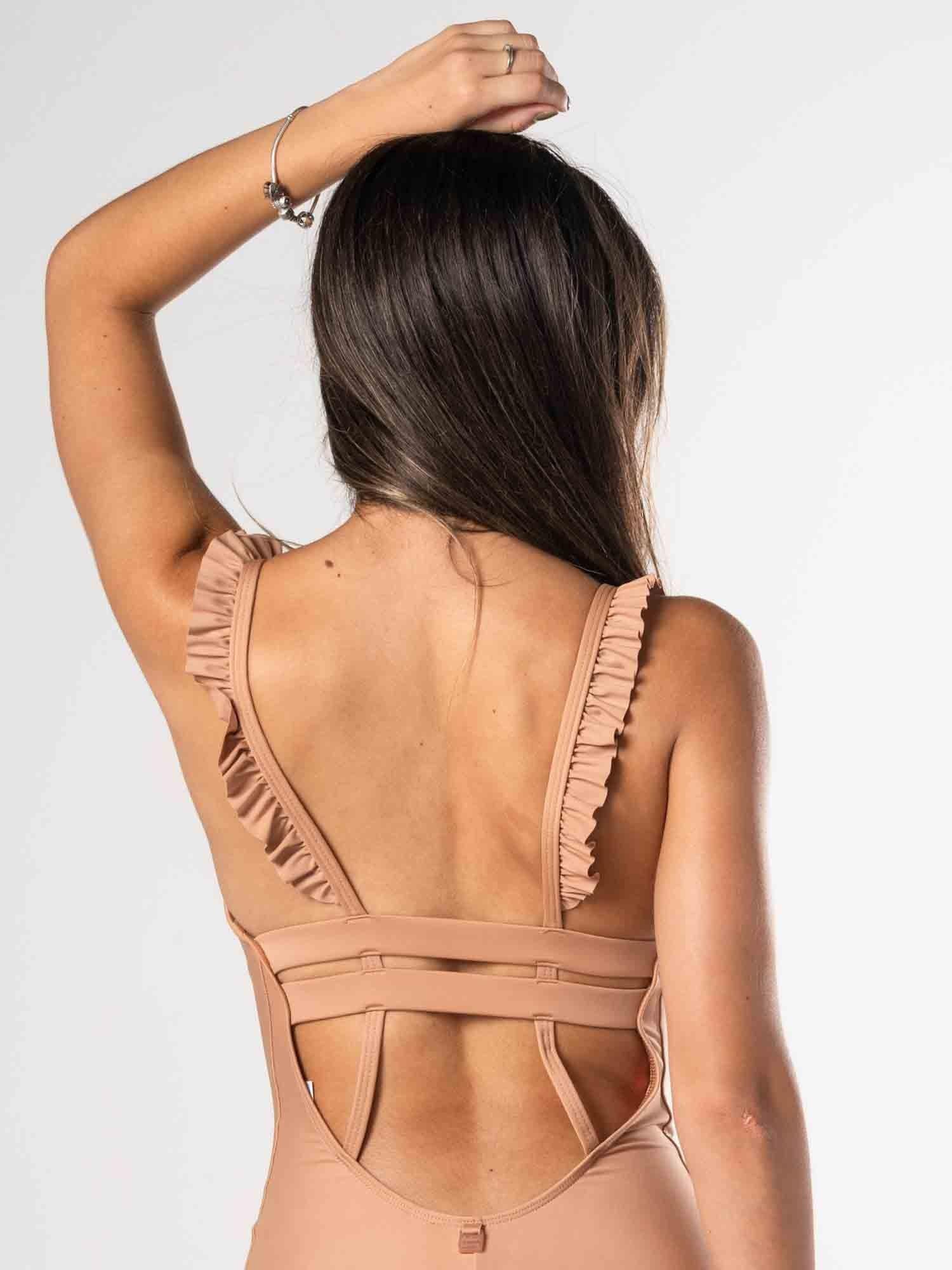 Traje de Baño Daikiri Mujer Vuelos Hombros Café Protección UV50+-7