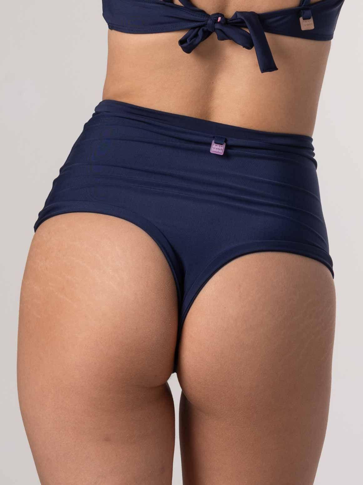 Bottom de Bikini Daikiri Mujer Calzón Tiro Alto Sin Elasticos Azul Marino Protección UV50+-1