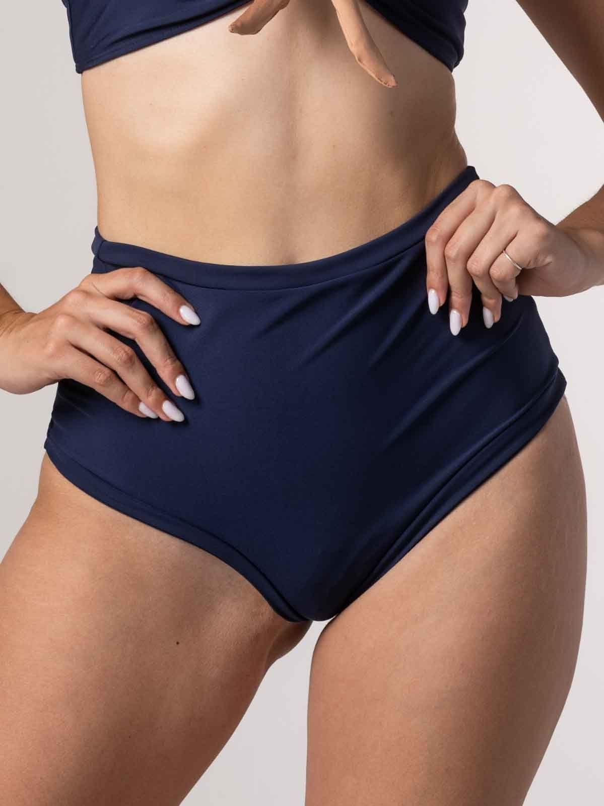 Bottom de Bikini Daikiri Mujer Calzón Tiro Alto Sin Elasticos Azul Marino Protección UV50+-2