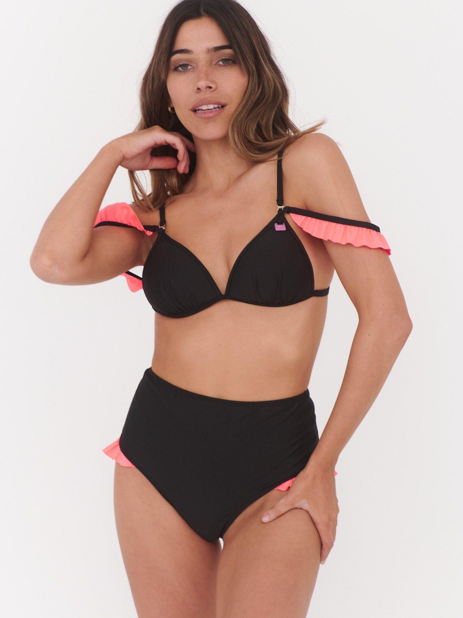 Daikiri Bottom de Bikini Bora Negro Calzón Tiro AltoUV 50+-2