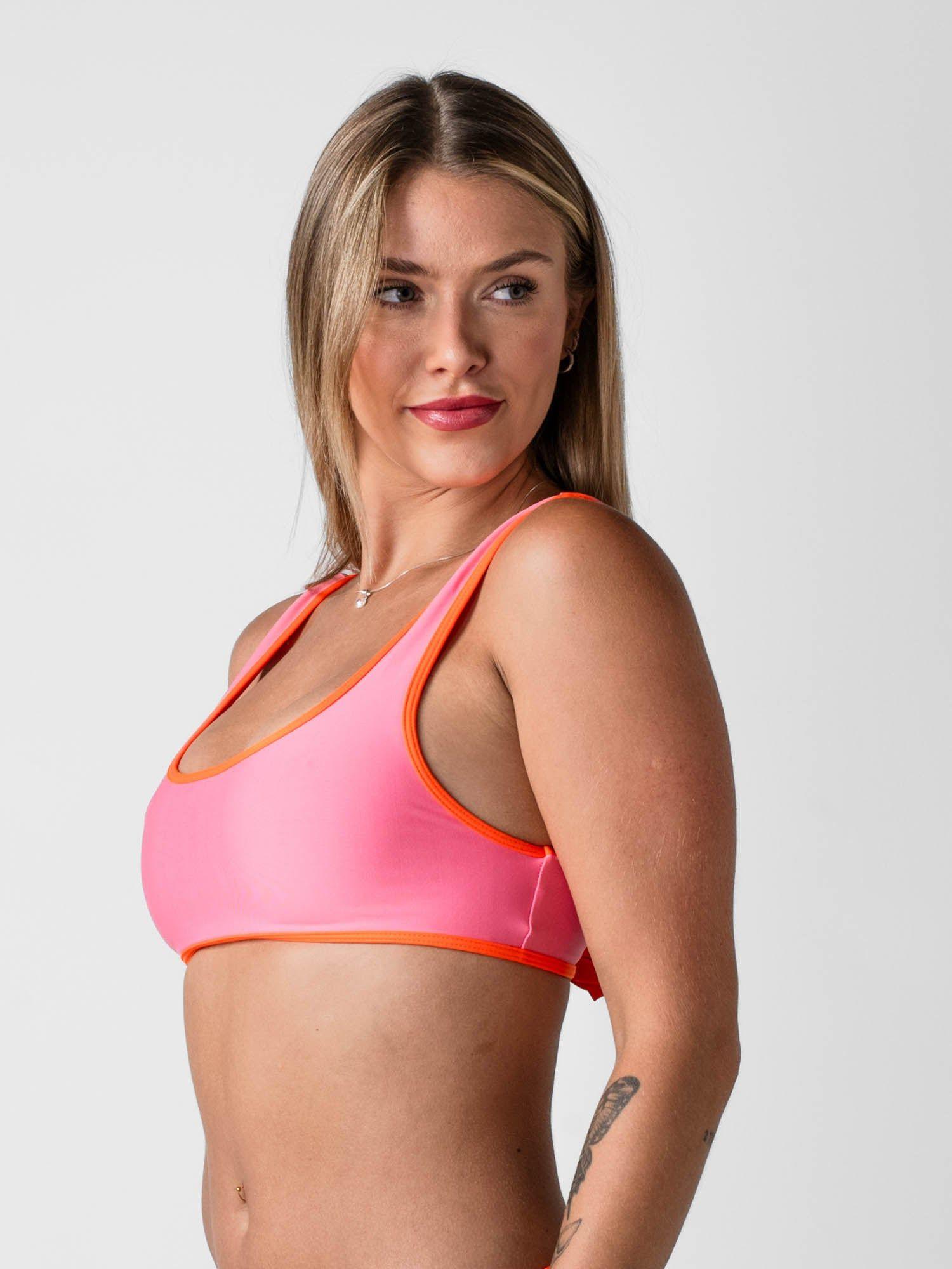 Top de Bikini Daikiri Mujer Deportivo Ajustable Rosa con Naranja Protección UV50+-3