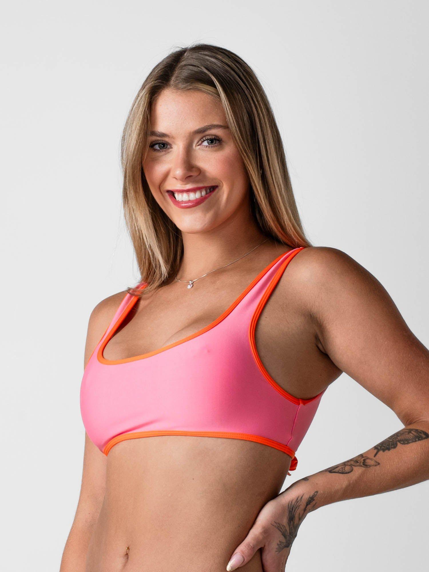Top de Bikini Daikiri Mujer Deportivo Ajustable Rosa con Naranja Protección UV50+-4
