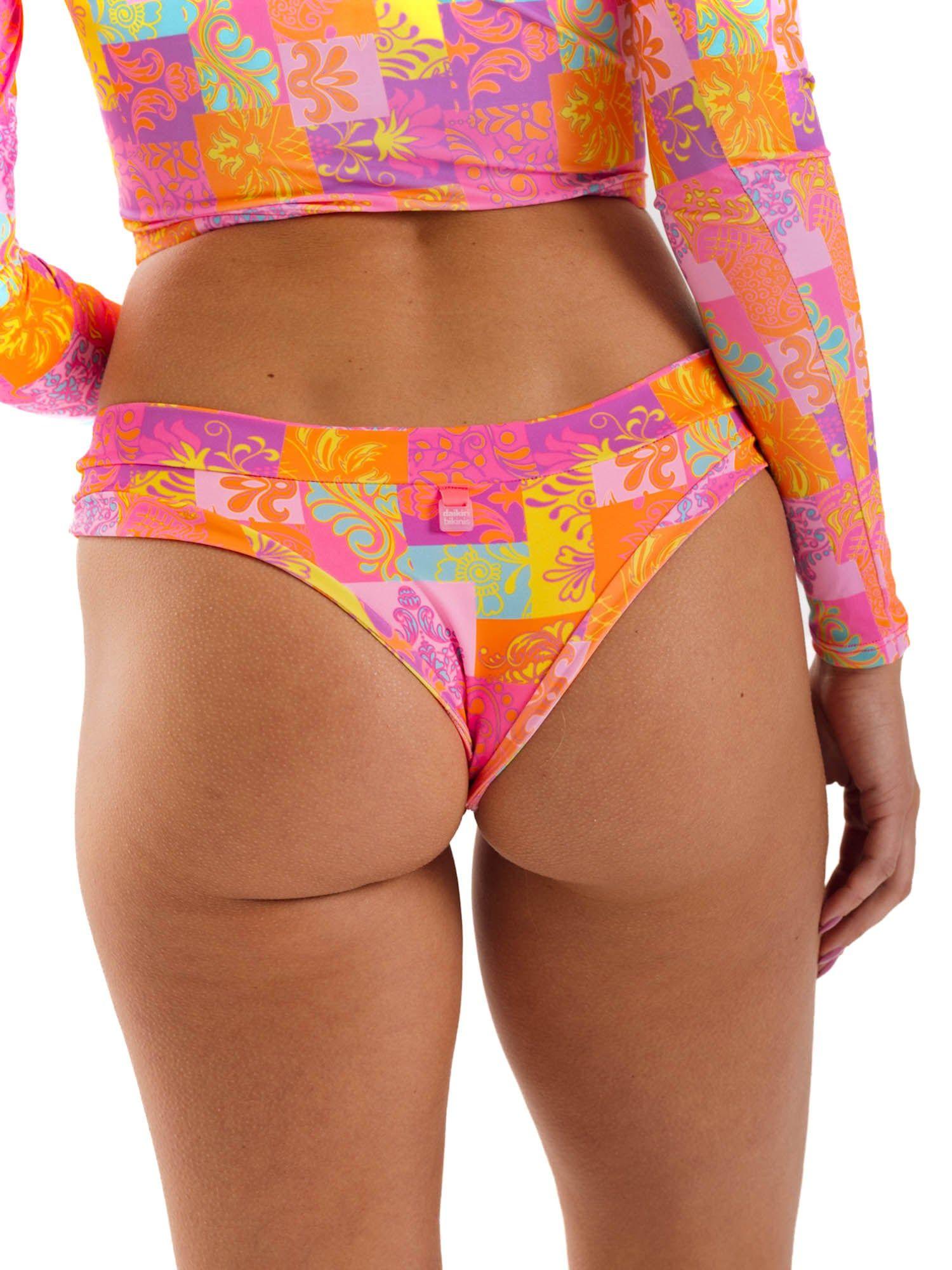 Daikiri Bottom de Bikini Mujer Naranjo Estampado Culote Extra Comfort Protección UV 50+-1