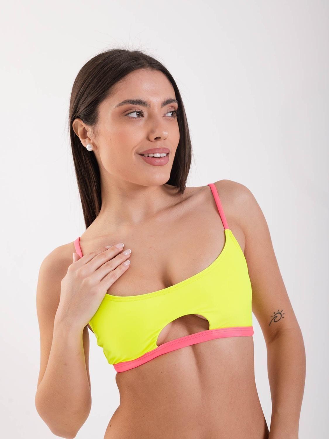 Top de Bikini Daikiri Mujer Deportivo Soporte Amarillo Fluor Filtro UV50+-2