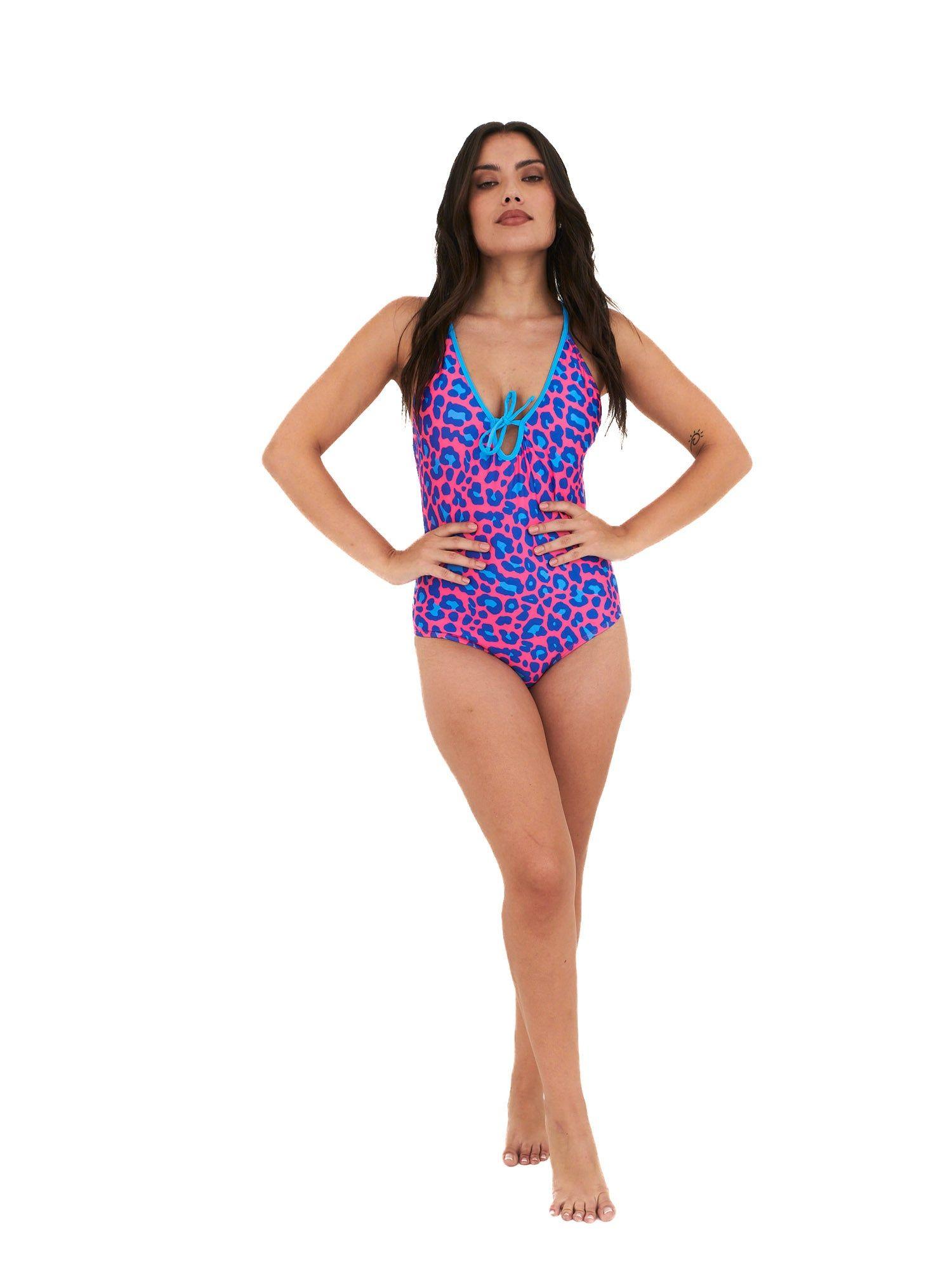 Daikiri Traje de Baño Mujer Azul Estampado Control Abdomen Culote Protección UV 50+-7