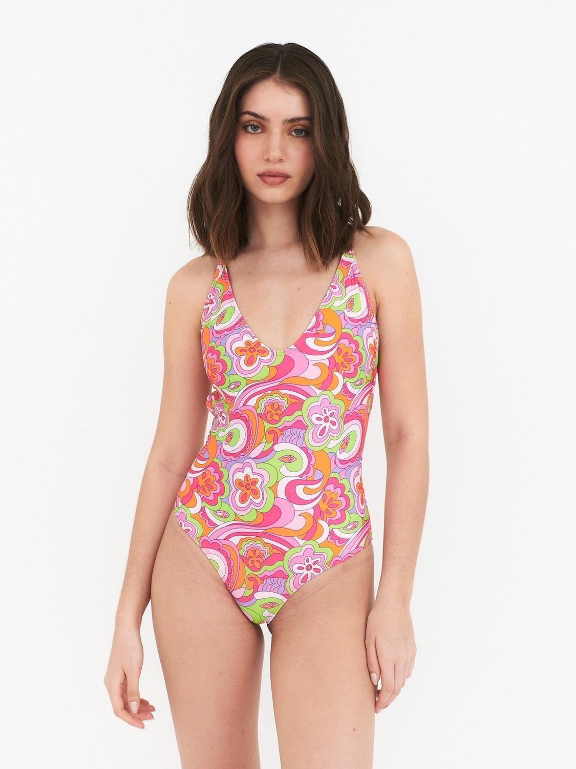 Traje de Baño Daikiri Mujer Espalda Rebajada Psicodelico Naranjo Flúor Filtro UV50+-4