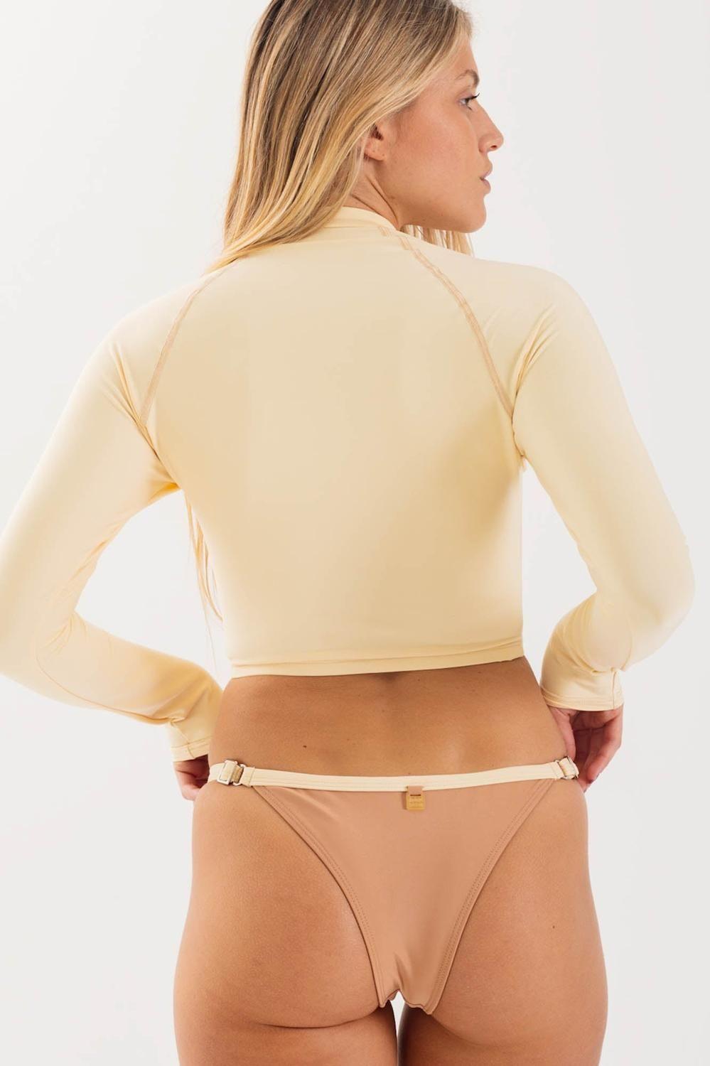 Bikini Surf Daikiri Mujer Manga Larga Calzón Ajustable Costados Crema Café Filtro UV50+-1