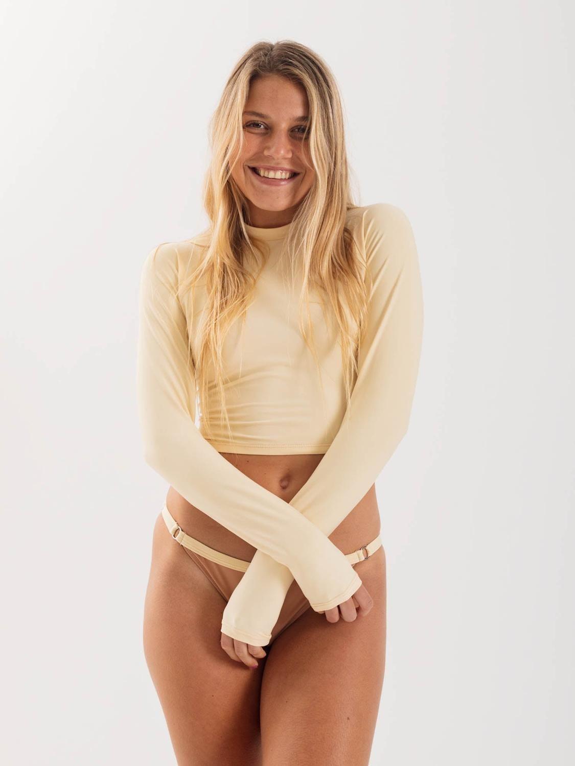 Bikini Surf Daikiri Mujer Manga Larga Calzón Ajustable Costados Crema Café Filtro UV50+-3