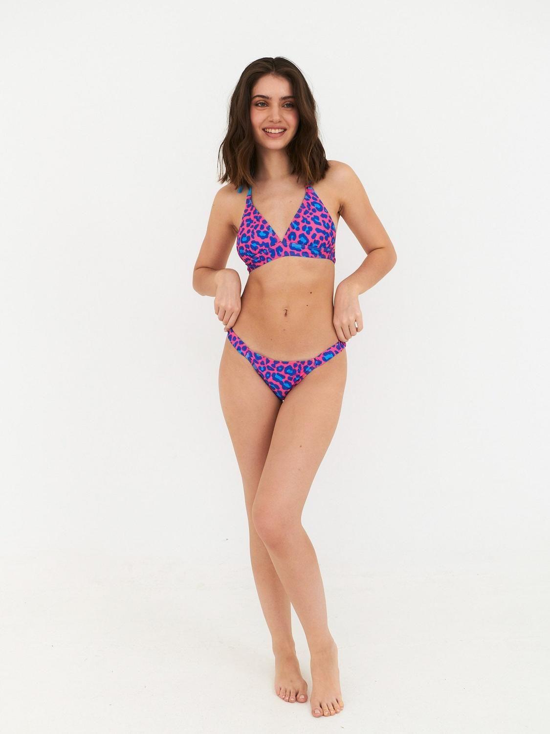 Top de Bikini Daikiri Mujer Triángulo Fijo Animal Print Fucsia Filtro UV50+-6