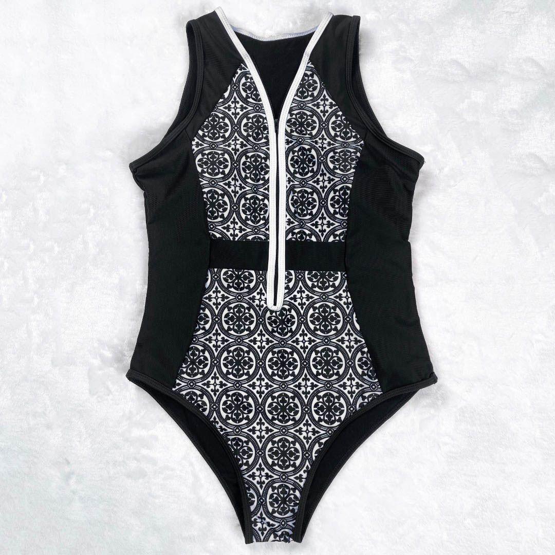 Daikiri Traje De Baño Mujer Entero Daikiri Halter Negro Cierre-4