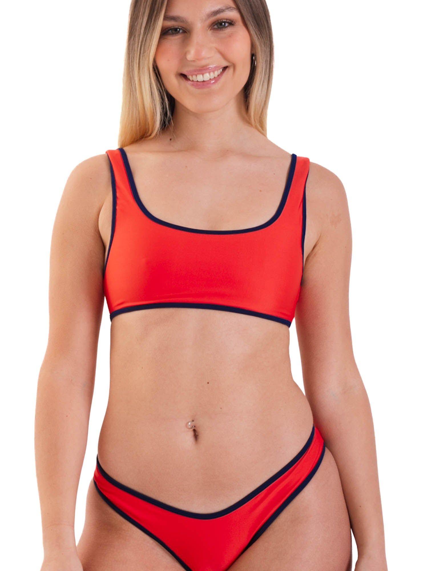 Daikiri Bikini Mujer Rojo Liso Ajustable Ajustable Protección UV 50+-0