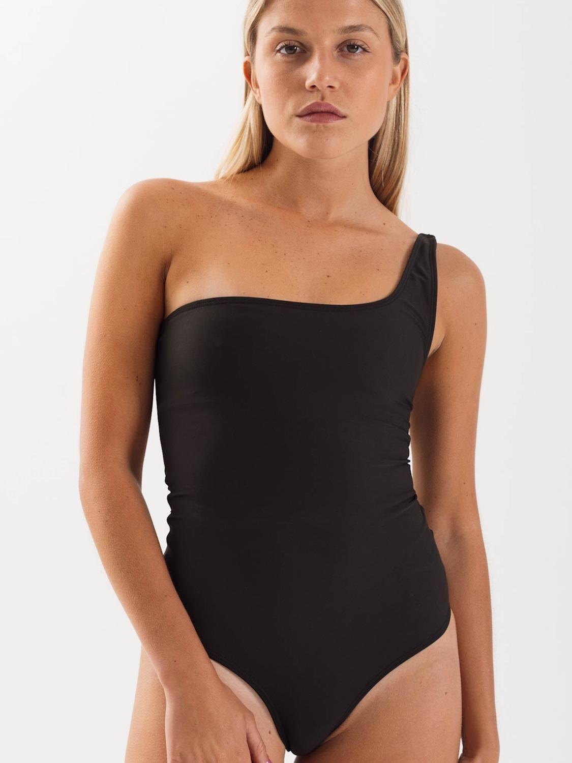 Traje de Baño Daikiri Mujer Un Hombro Negro Filtro UV50+-0
