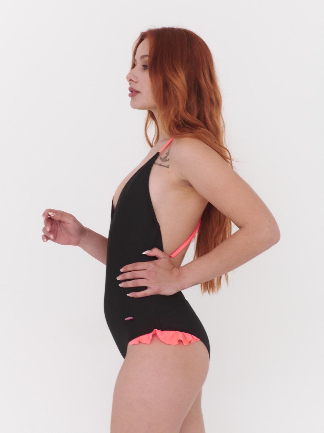 Traje de Baño Daikiri Mujer Espalda Rebajada Vuelos Negro Filtro UV50+-3