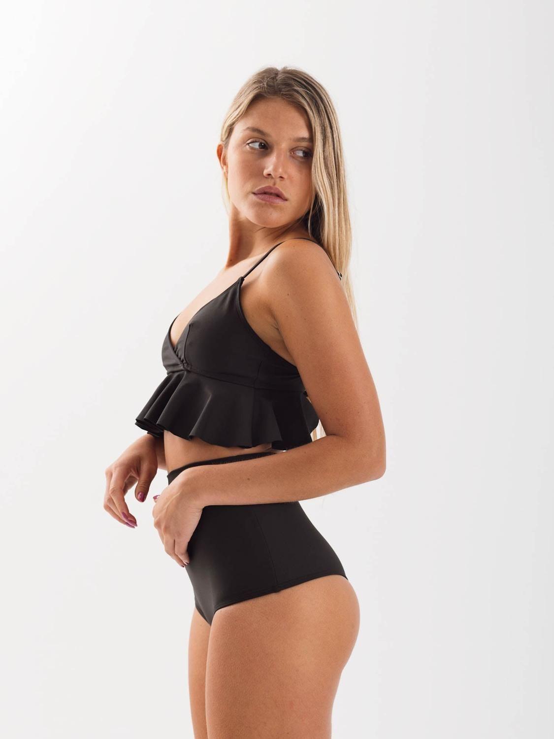 Top de Bikini Daikiri Mujer Triángulo Volados Negro Filtro UV50+-2