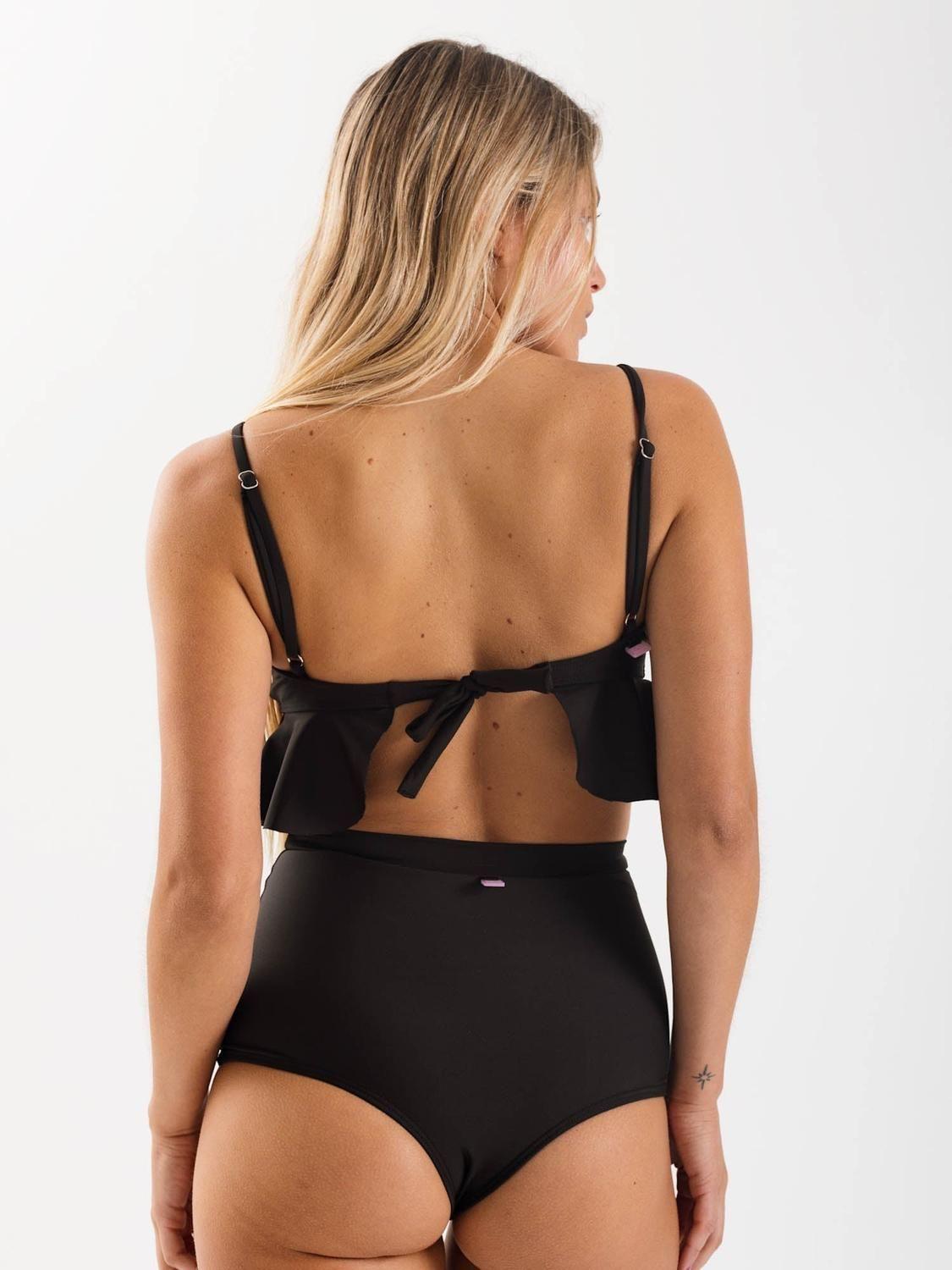 Top de Bikini Daikiri Mujer Triángulo Volados Negro Filtro UV50+-5