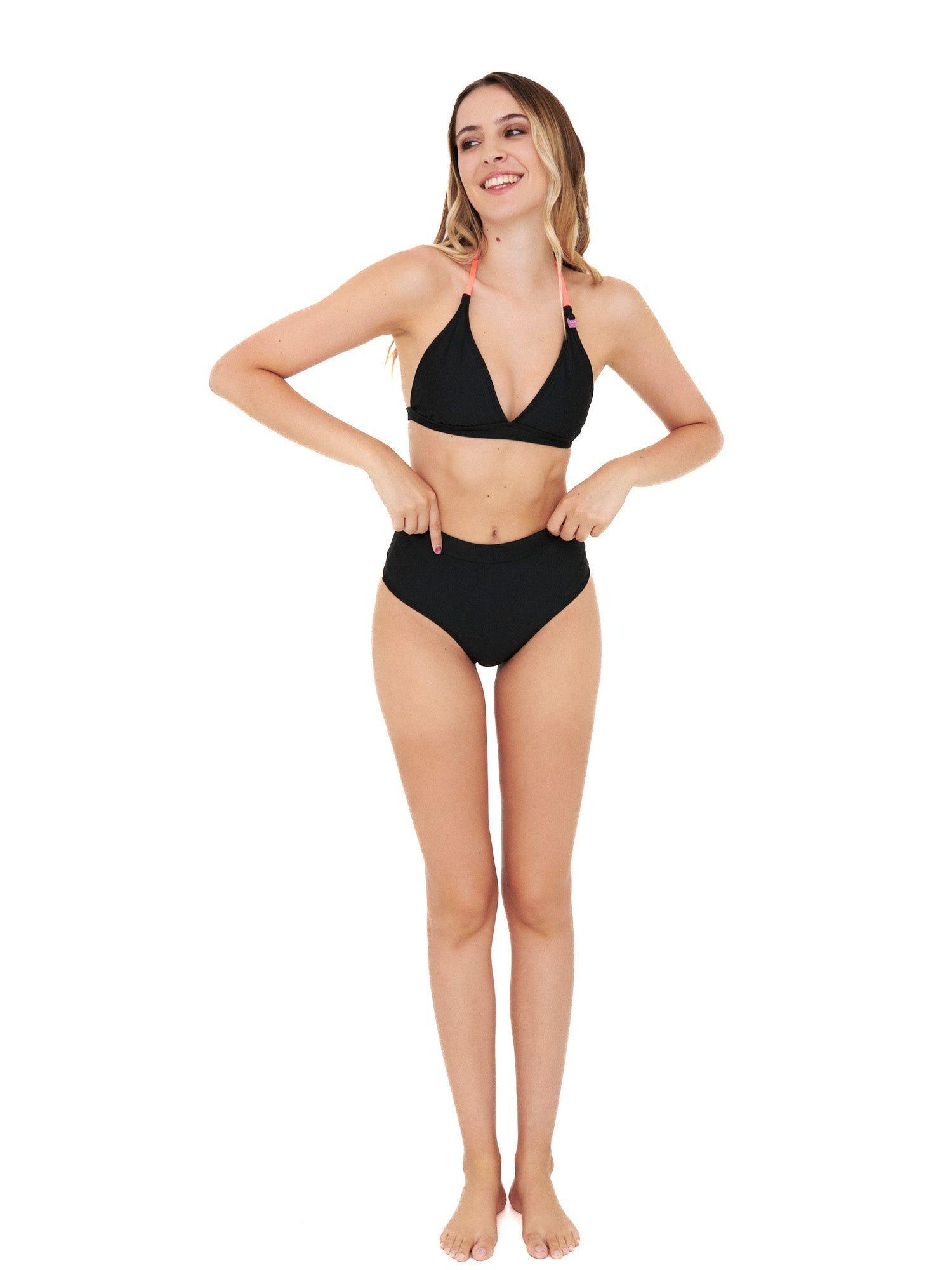 Daikiri Bikini Mujer Negro Liso Triángulo Culote Protección UV 50+-5