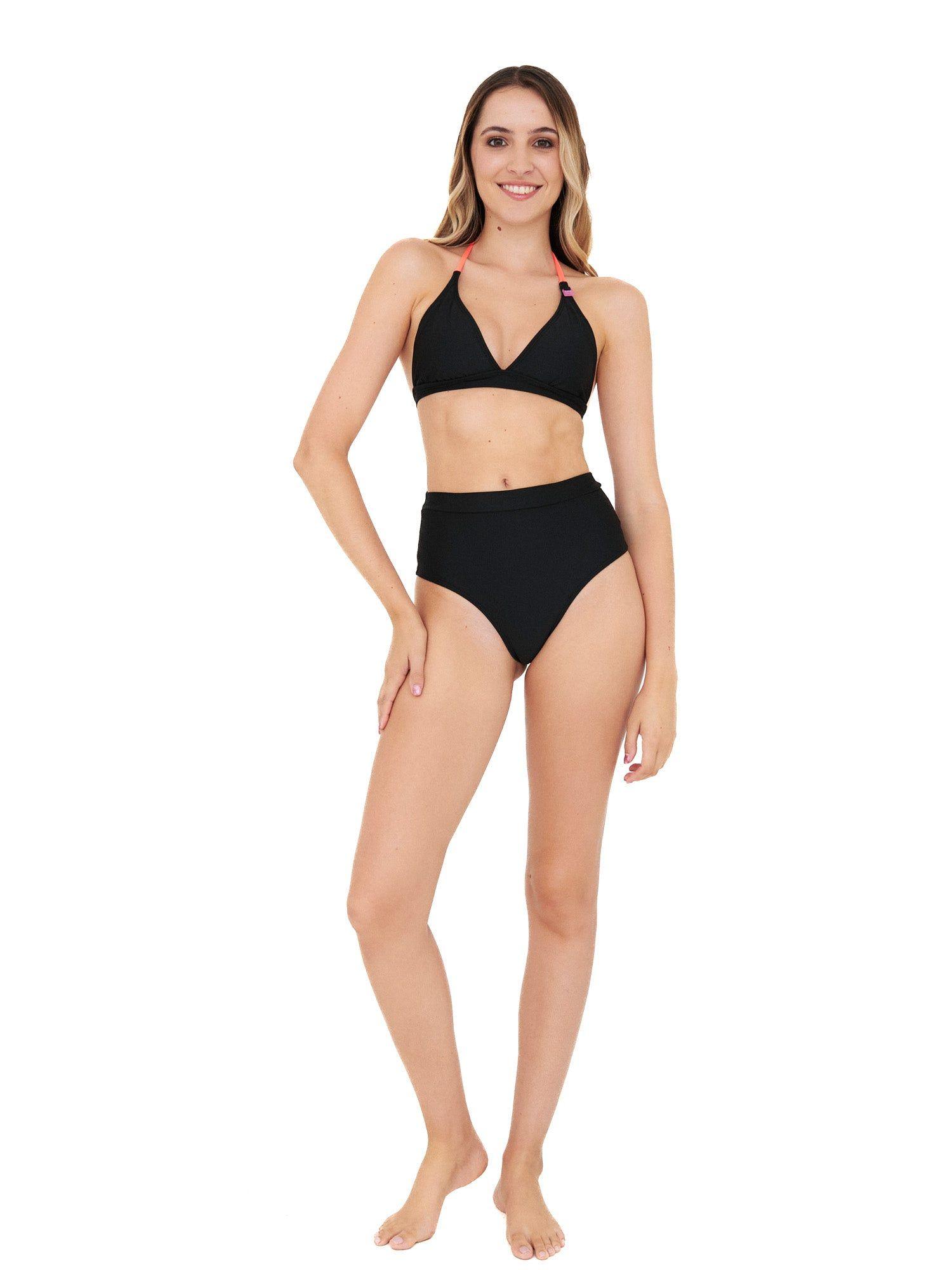 Daikiri Bikini Mujer Negro Liso Triángulo Culote Protección UV 50+-6
