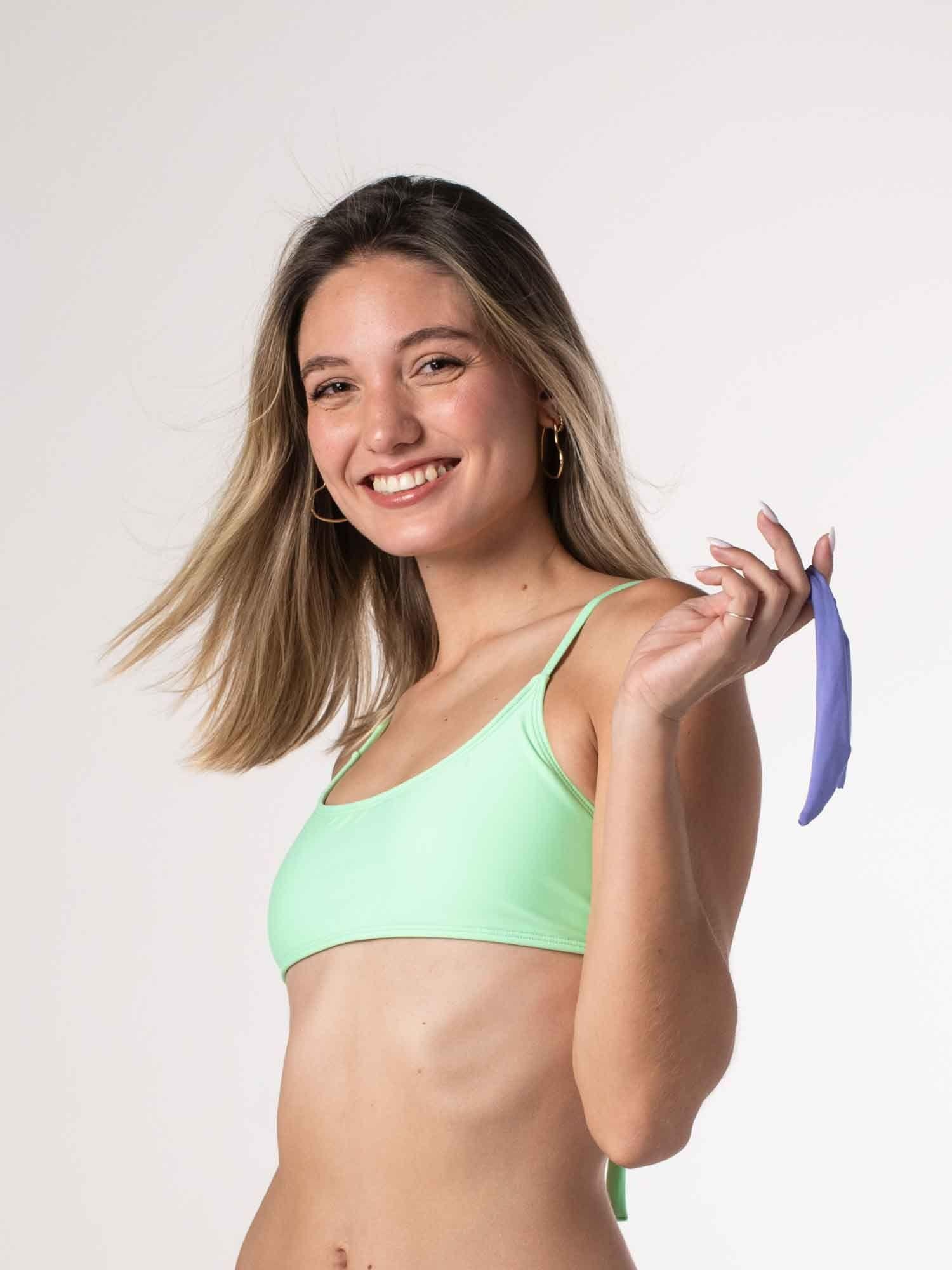 Top de Bikini Daikiri Mujer Deportivo con Lazo Verde Menta Violeta Azulado Protección UV50+-1