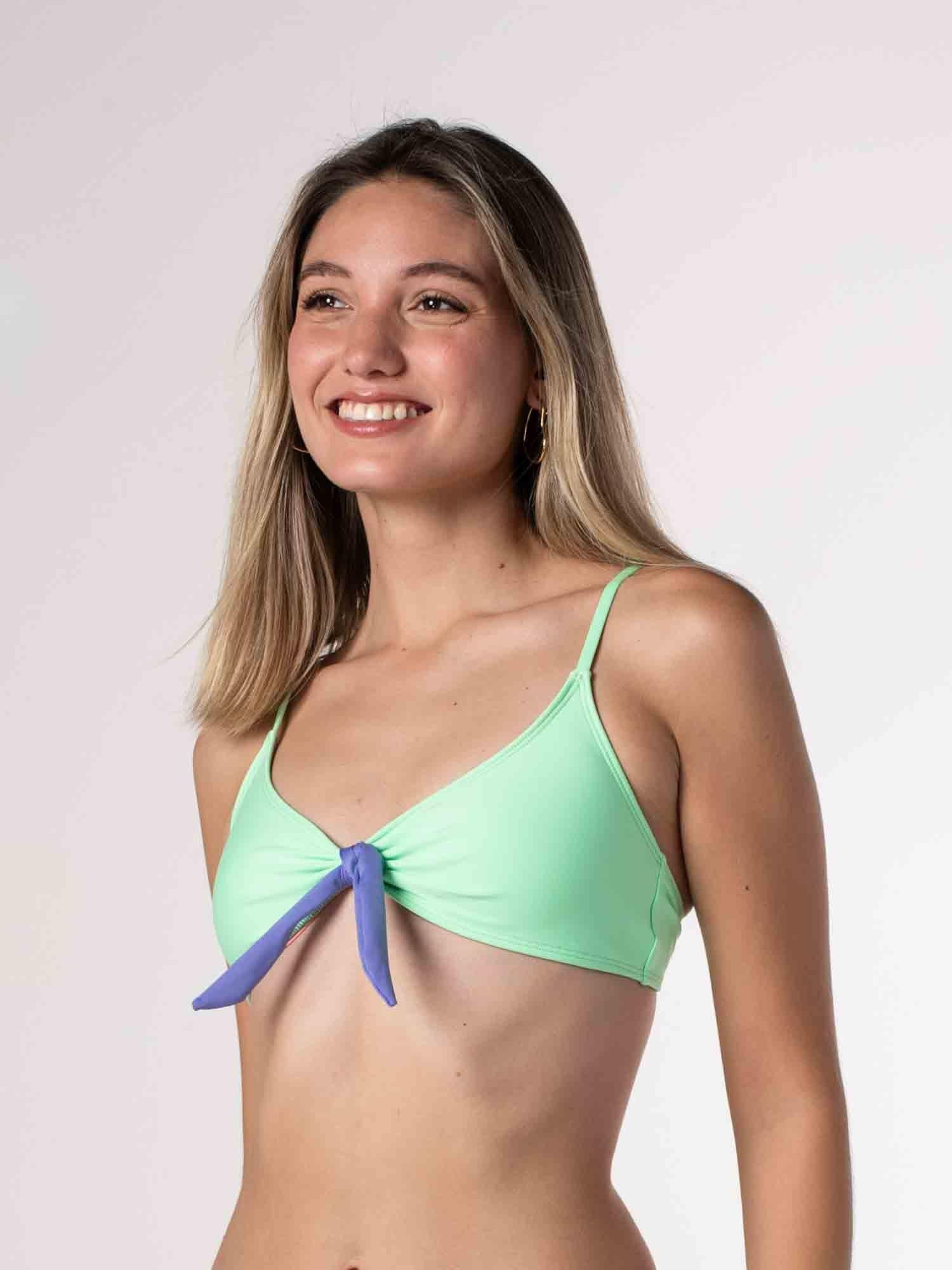 Top de Bikini Daikiri Mujer Deportivo con Lazo Verde Menta Violeta Azulado Protección UV50+-2